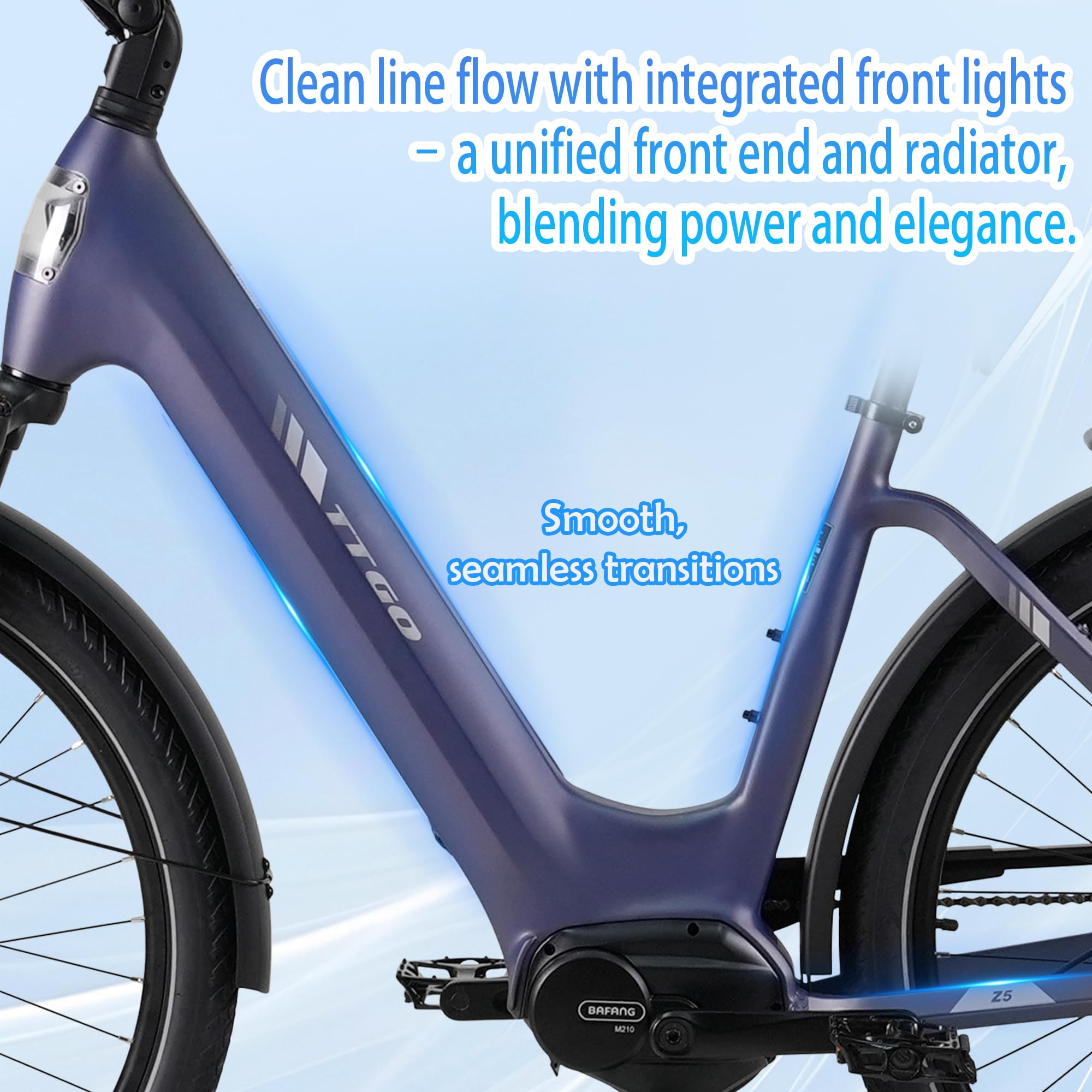 Vélo électrique 28" avec cadre en aluminium, moteur central Bafang 250 W, batterie 36 V 18 Ah, freins hydrauliques et écran LCD