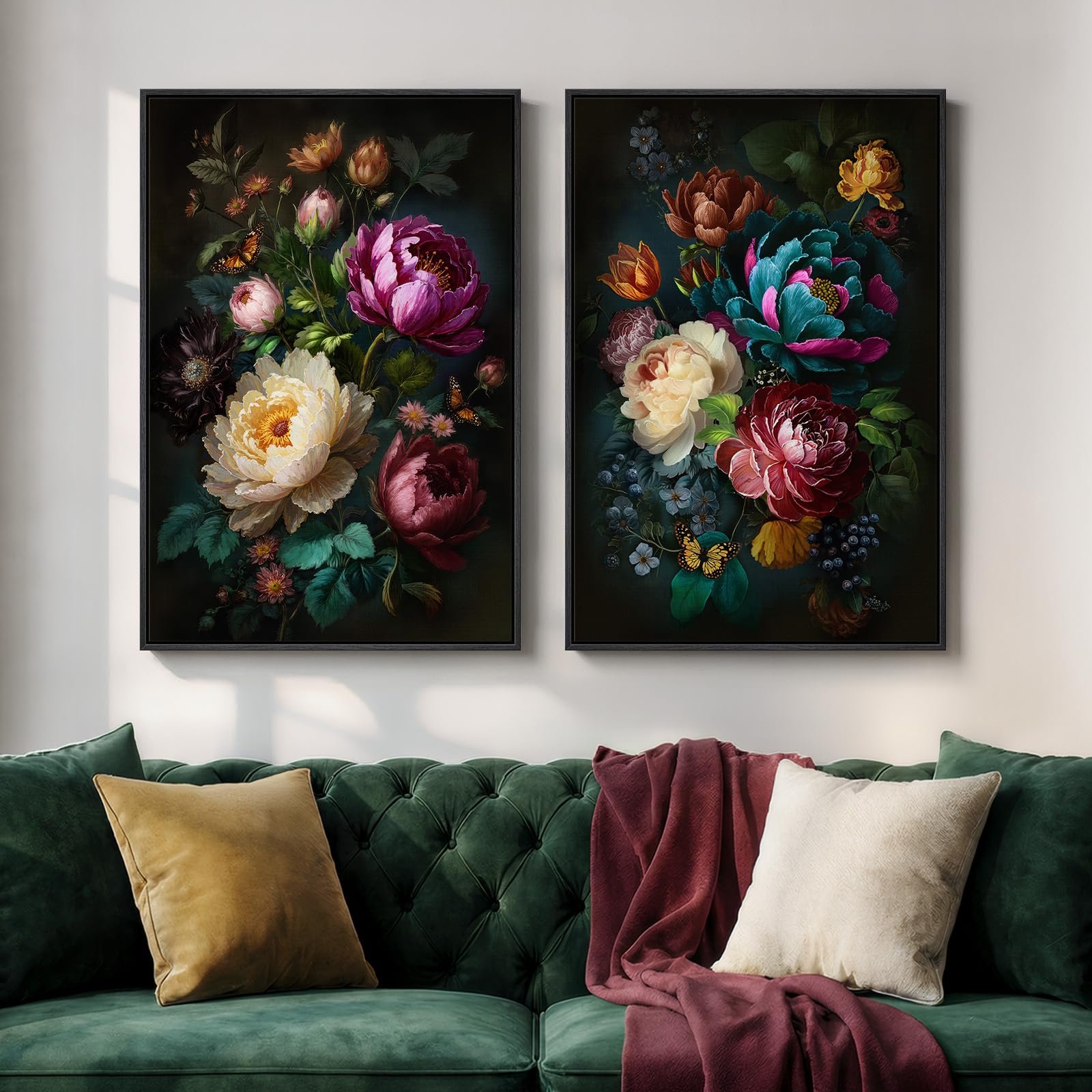 Photo 1 of Cuspin Large Vintage Floral Wall Art Set, 24x36 In, 2-Piece