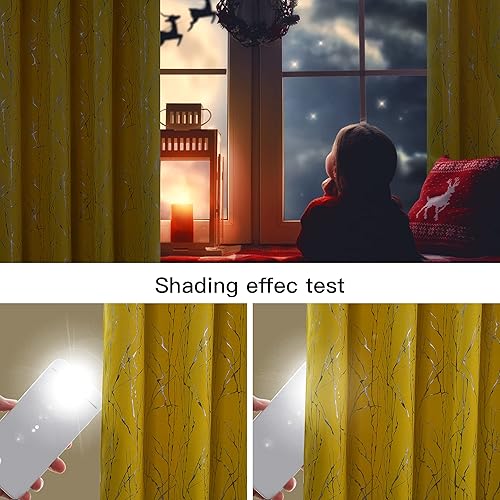 Miniatura 4 de Tony's collection Cortinas amarillas para sala de estar, cortinas de oscurecimiento de habitación, cortinas térmicas, paneles de bloqueo de luz con