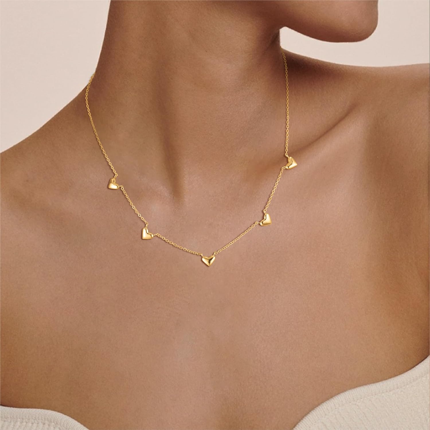 Gold Plated Heart Necklace for Women Trendy Dainty Tarnish Cute 14K Pendant Neckless Simple Waterproof Trending Chocker Love Minimalist Yellow Neclaces Jewelry Gifts - Image 4