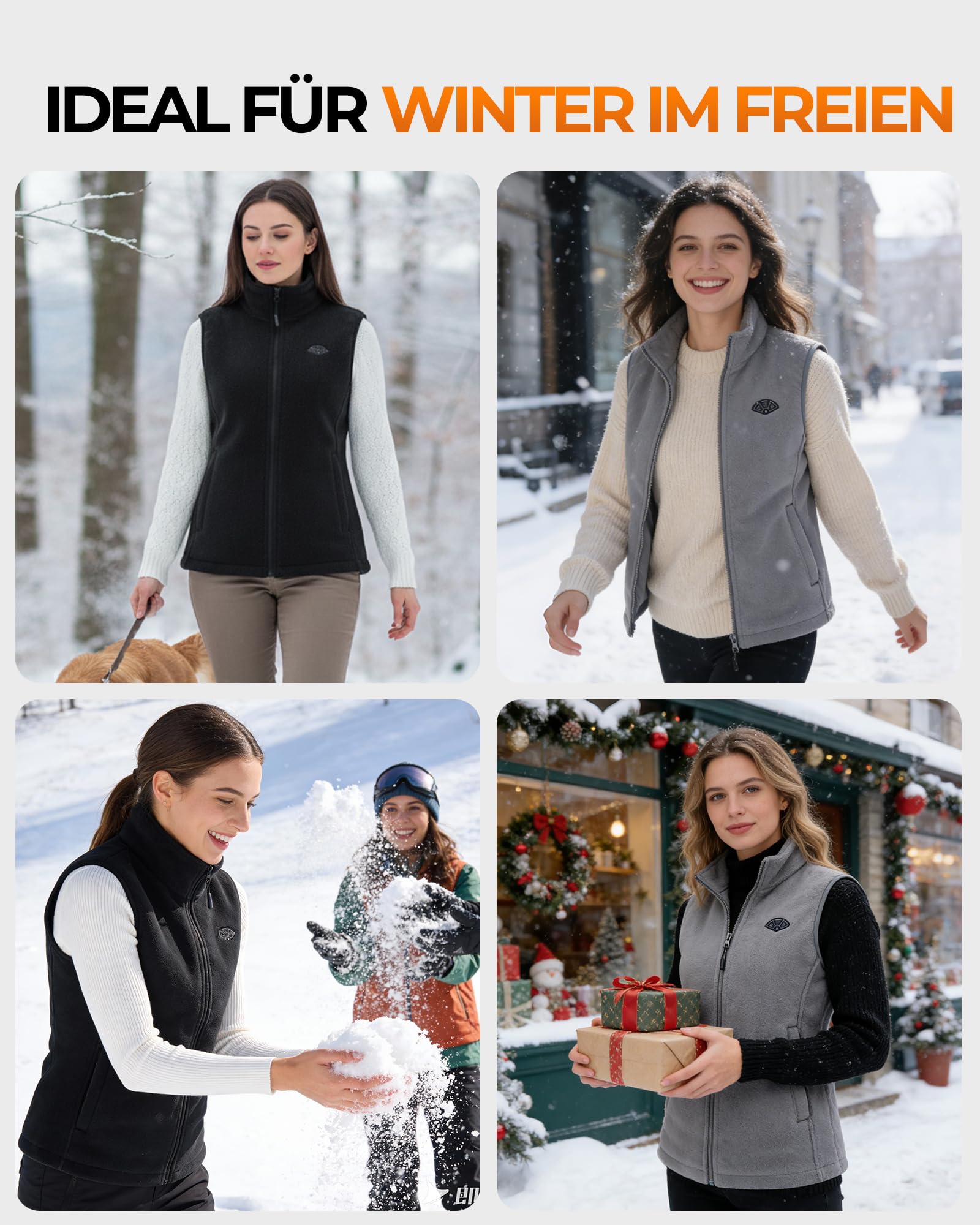Topdot Heizweste Damen Fleece mit Powerbank 7.4V 16000mAh, 10 Heizzonen Beheizbare Weste mit 3 Temperaturstufen, Leichte Elektrische Beheizte Weste für Radfahren, Camping & Outdoor-Arbeit