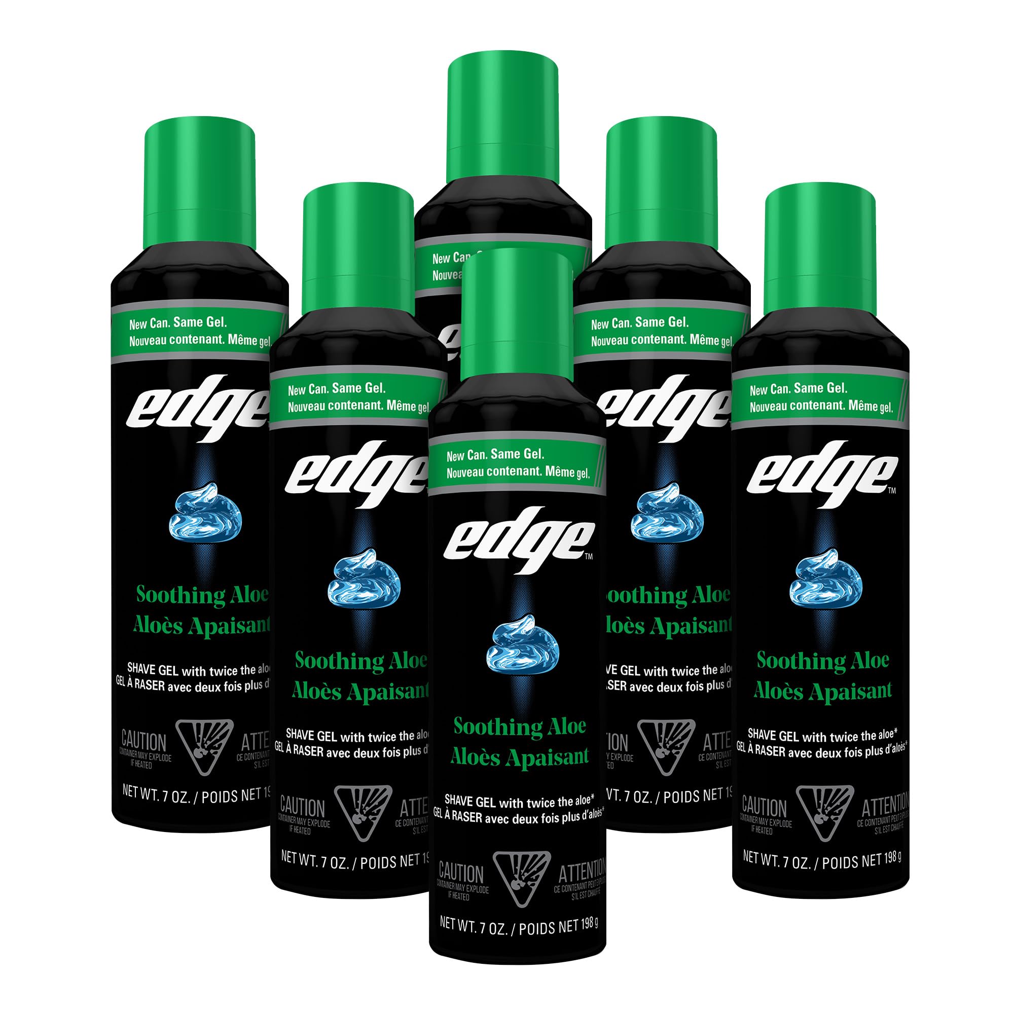 Edge Shaving Gel for Men, Soothing Aloe with Twice The Aloe, (6 Pack) - Shave Gel For Men That Moisturizes, Protects and Soothes To Help Reduce Skin Irritation