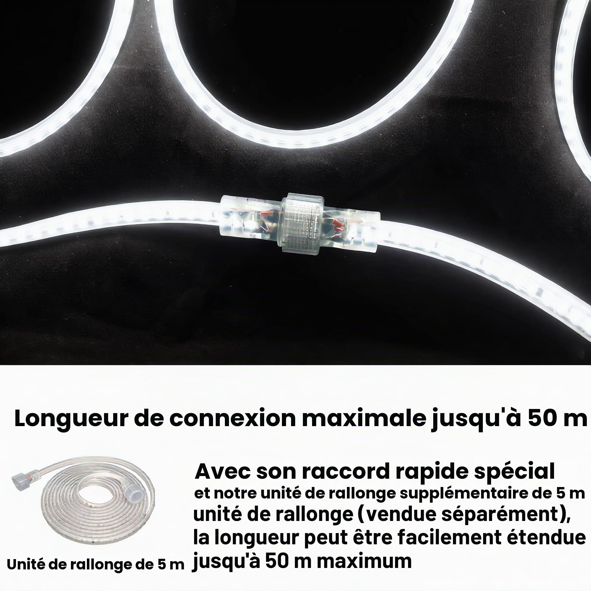 Projecteur de Chantier 90W,Barre LED 10m,11.000lm Lampe Chantier avec Prise,6500K,IP54, Étanche pour Garage, Atelier,Travail (Avec un moulinet)