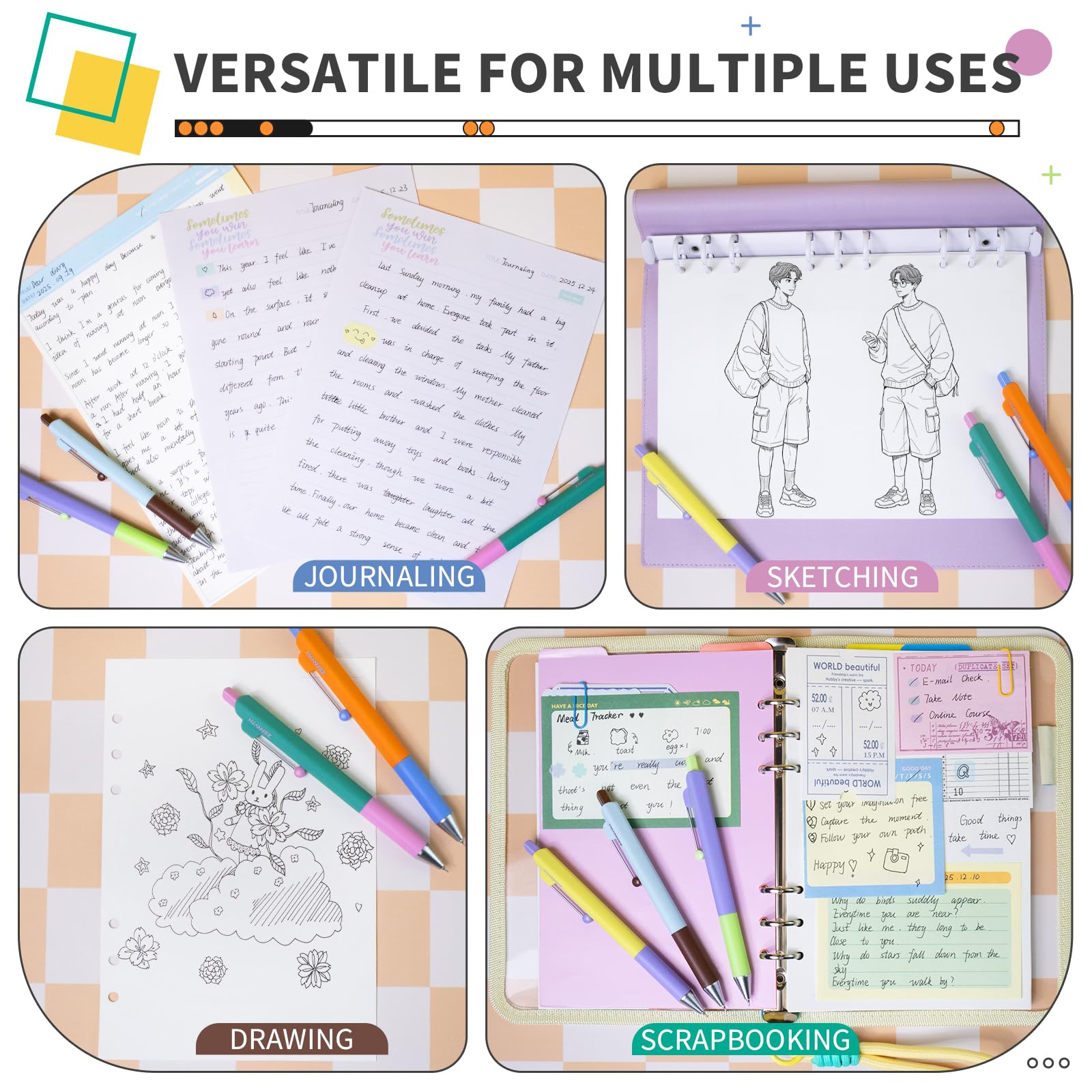 5-Pack Gel Pens 0 5mm Fine Point Black Ink Retractable Pens with Diamond Barrel Smooth Quick-Dry Writing Pens — view 4