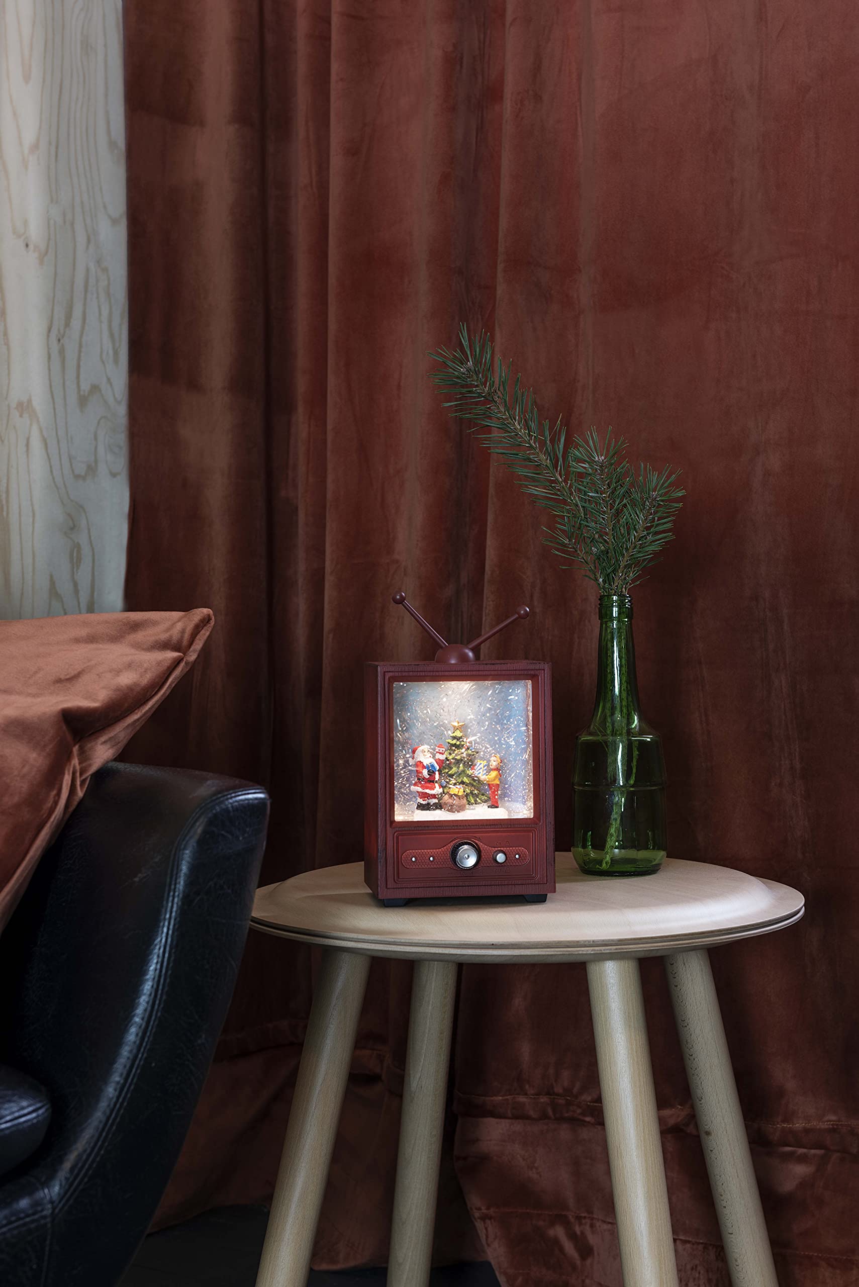 Konstsmide LED Fernseher mit Weihnachtsmann und Kind, wassergefüllt, wählbare Energiefunktion, 8 klassischen Weihnachtsliedern, 1 warm weiße Diode, 4.5V Innentrafo/batteriebetrieben, Innen - 4372-000