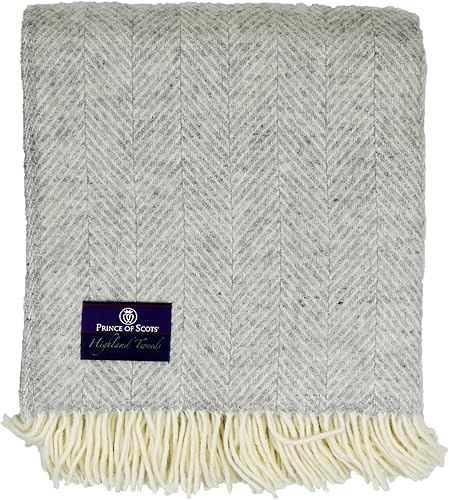 Miniatura 9 de Prince of Scots Highland Tweed - Manta de lana virgen 100% pura (grano de vainilla)
