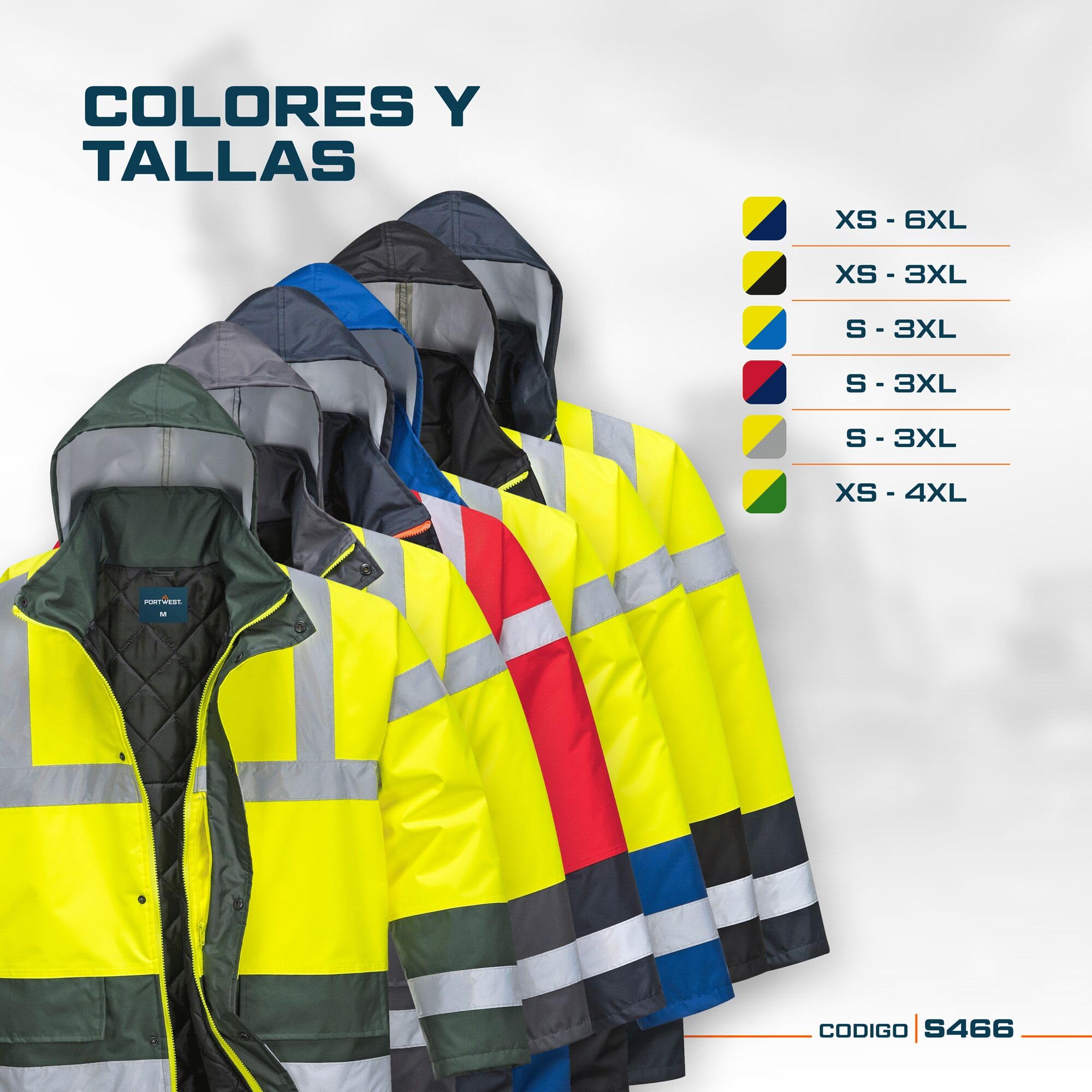 Portwest S466 Men's Waterproof Hi Vis Traffic Jacket - Reflective Safety Coat Yellow/Black, X-Small