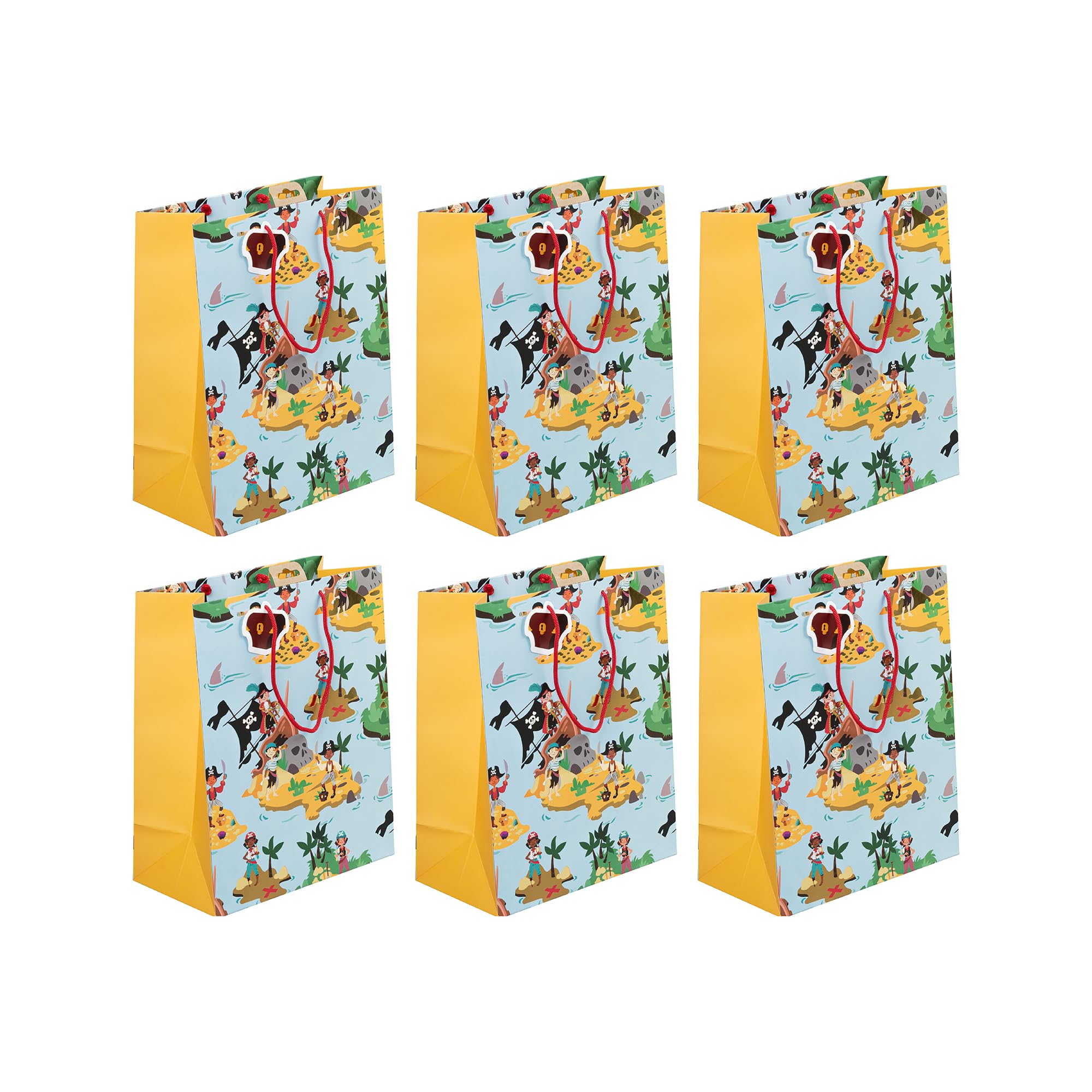 Eurowrap 202096-2C - Il était une fois, Excellia, sac Large 26,5x14x33 cm, Pirates - PAQ DE 6
