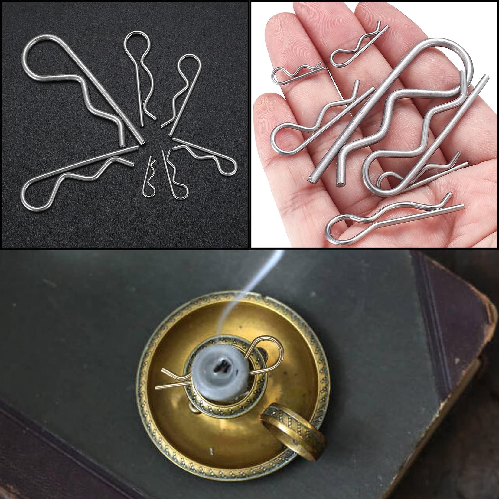 100 Pezzi Copiglie Clips, Coppiglie Mollette a R, Morsetti a R, Coppiglie di Sicurezza R Clips, Capelli Pin Hitch Assortimento Kit per Trattori Auto Camion
