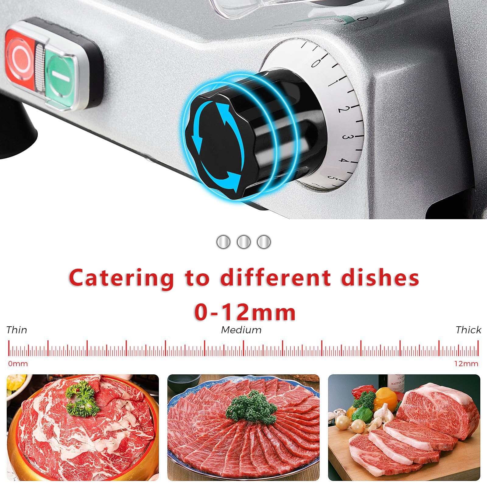 13 "Slicer de charcuterie en Acier Inoxydable, 50 tranches/Min et Serrure de sécurité, pour Porc surgelé/rôti de bœuf - équipement de Cuisine Commerciale