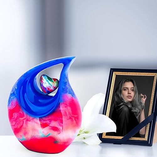 Miniatura 102 de Urna de corazón de lágrima dorada blanca para cenizas humanas Urnas de cremación para cenizas adultas Urna de ceniza funeraria para hombres