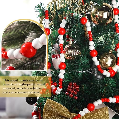 Miniatura 4 de Guirnalda de cuentas de madera rústica para colgar en la pared, decoración de árbol de vacaciones natural, guirnalda decorativa para colgar en la