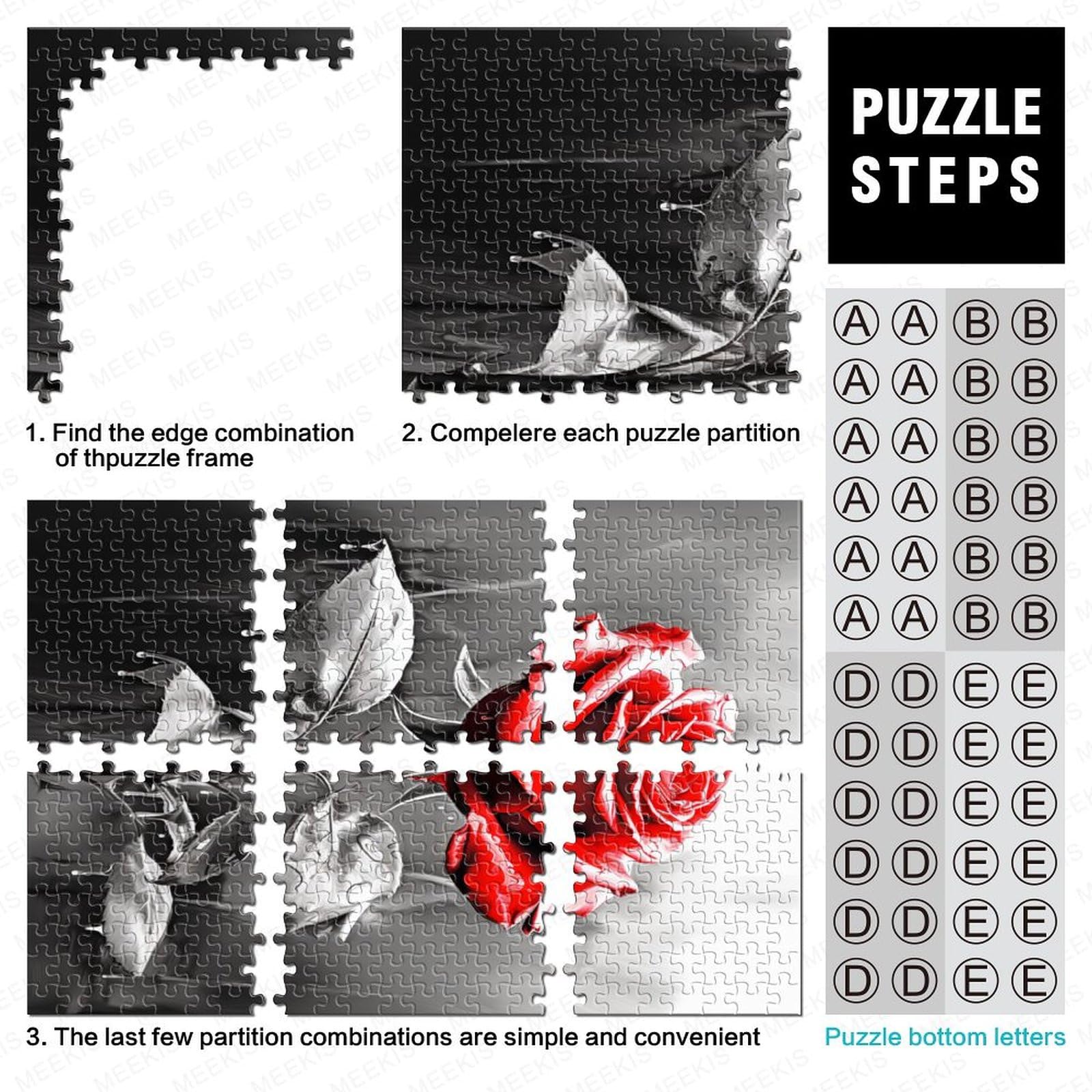 Rose Puzzles 1000 Pezzi Per Adulti, Puzzle Classici Con Stampa Ad Alta Definizione, Gioco Di Famiglia, Team Building, Regali Per Amanti O Amici 1000pcs (75x50cm)
