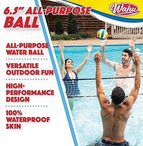Vista 2 de WAHU 100% Waterproof All-Purpose Pool Ball for Beach Volleyball, Soccer, and More, 6.5" Round Water Ball for Beach and Pool Sports