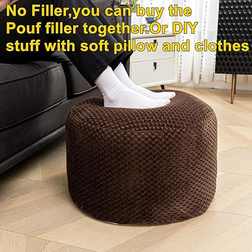 Miniatura 4 de Asuprui Puf Otomano Sin Relleno Asiento Puf Redondo Reposapiés Taburete Otomano Reposapiés Sin Relleno 20x20x12 Pulgadas Silla Mullida Puf de Suelo