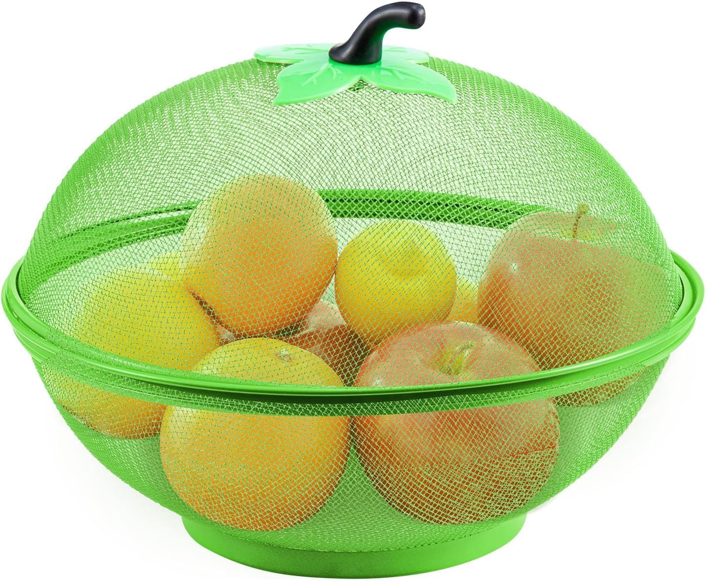 M.J COMFY-LIFE Apple-Shaped Mesh Fruit Basket with Lid, Tabletop Vegetable Holder, Decorative Fruit Bowl for Kitchen, Camping, and Patio Use (Green1)