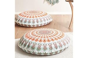Codi Meditation Floor Pillow Set of 2, Round Large Pillows Seating for...