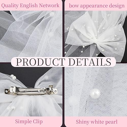 Miniatura 3 de Velo de lazo para el pelo de novia, lazo de pelo blanco perla, velo de boda, decoración de despedida de soltera, regalos de dama de honor, velo