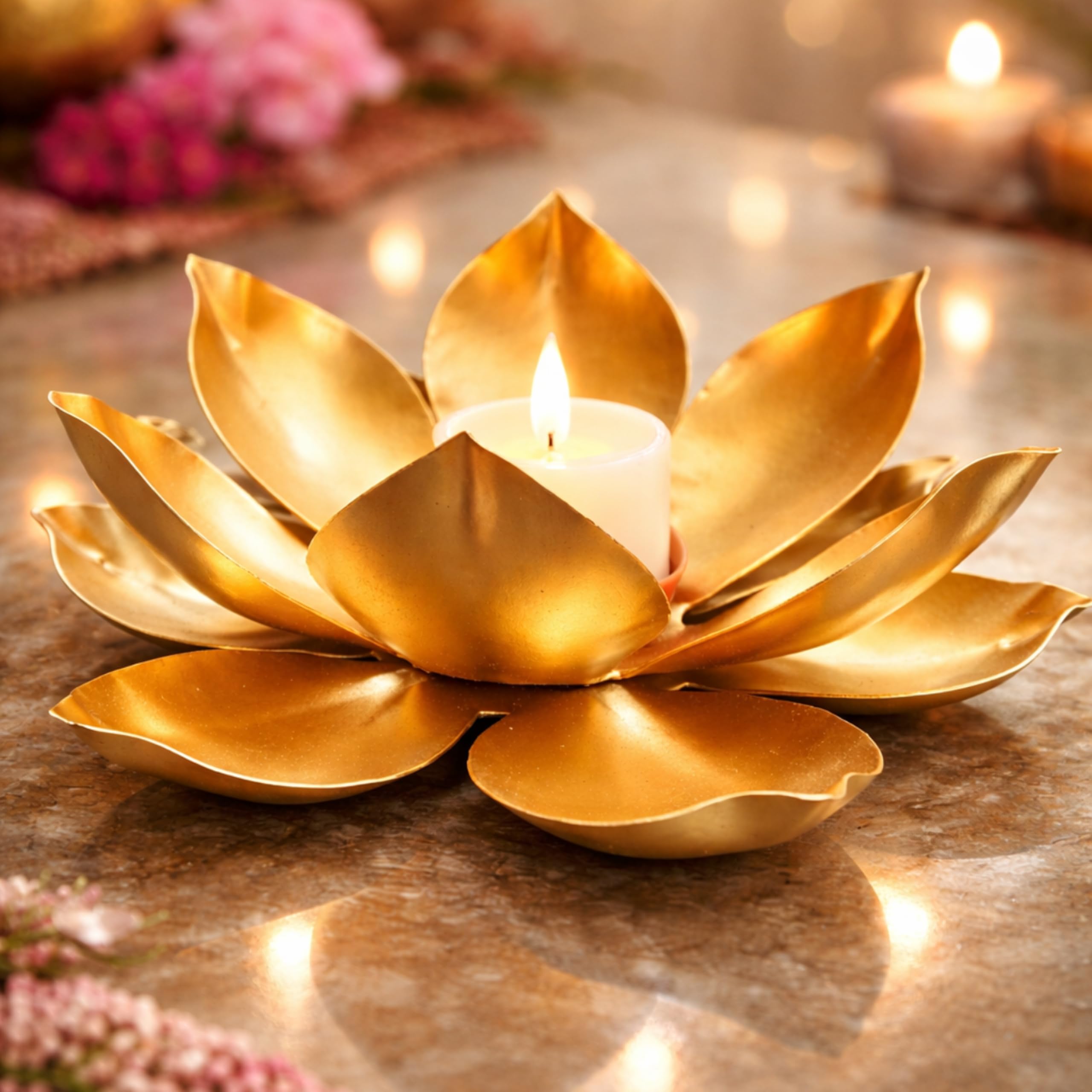 Lotus T-Light Holder (Gold)