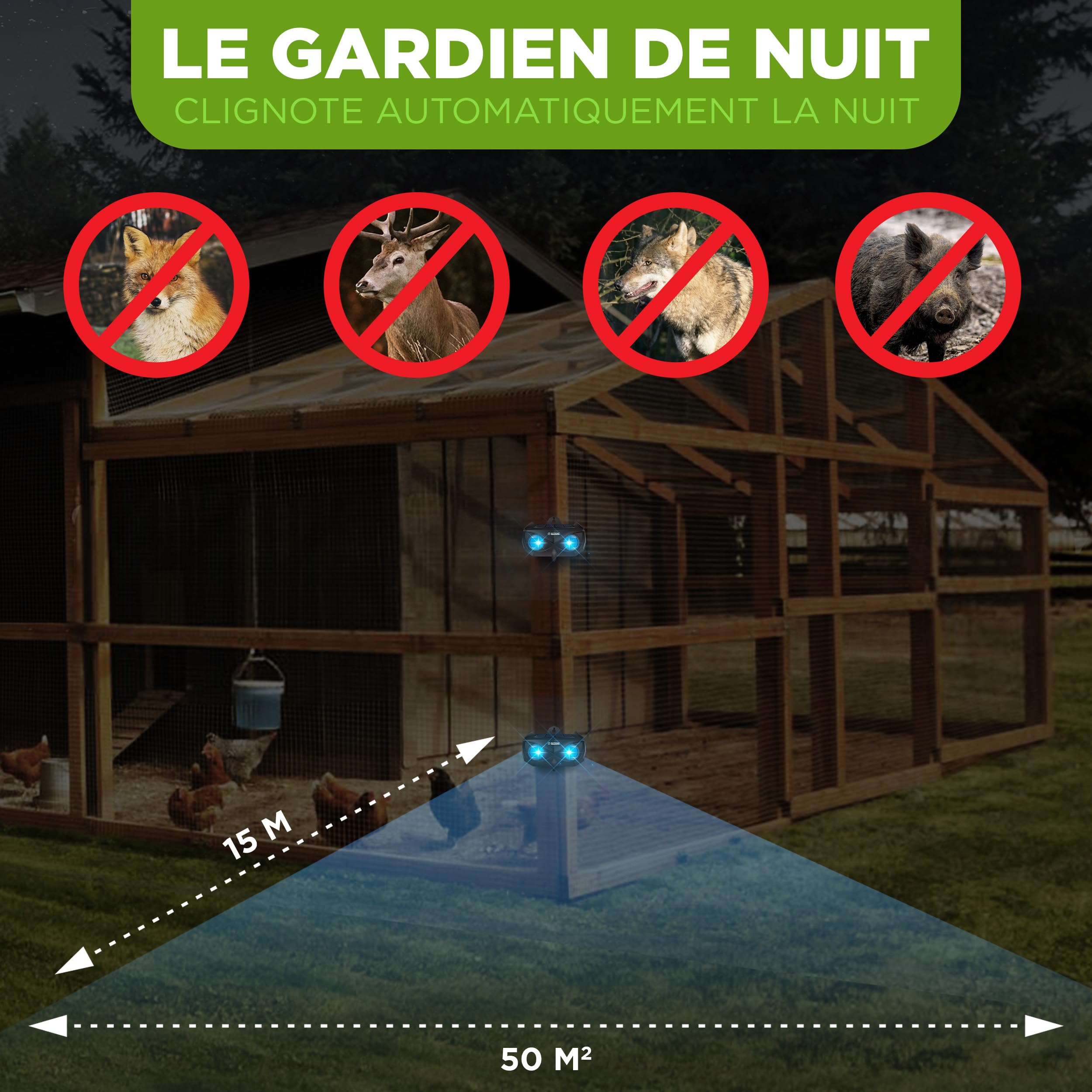 ISOTRONIC Répulsif Solaire ratons laveurs, Cerfs, Renards et sangliers – Protection Animaux Sauvages avec LED Bleue – Dissuasion Efficace portée 40 m² – Lot de 4 pièces pour Jardin et extérieur