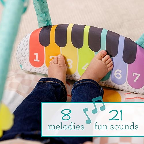 Miniatura 3 de Infantino Kick 'n Keys - Piano musical 7 en 1, gimnasio de actividades con posicionador de asiento, 7 modos de juego, tiempo boca abajo y juguetes
