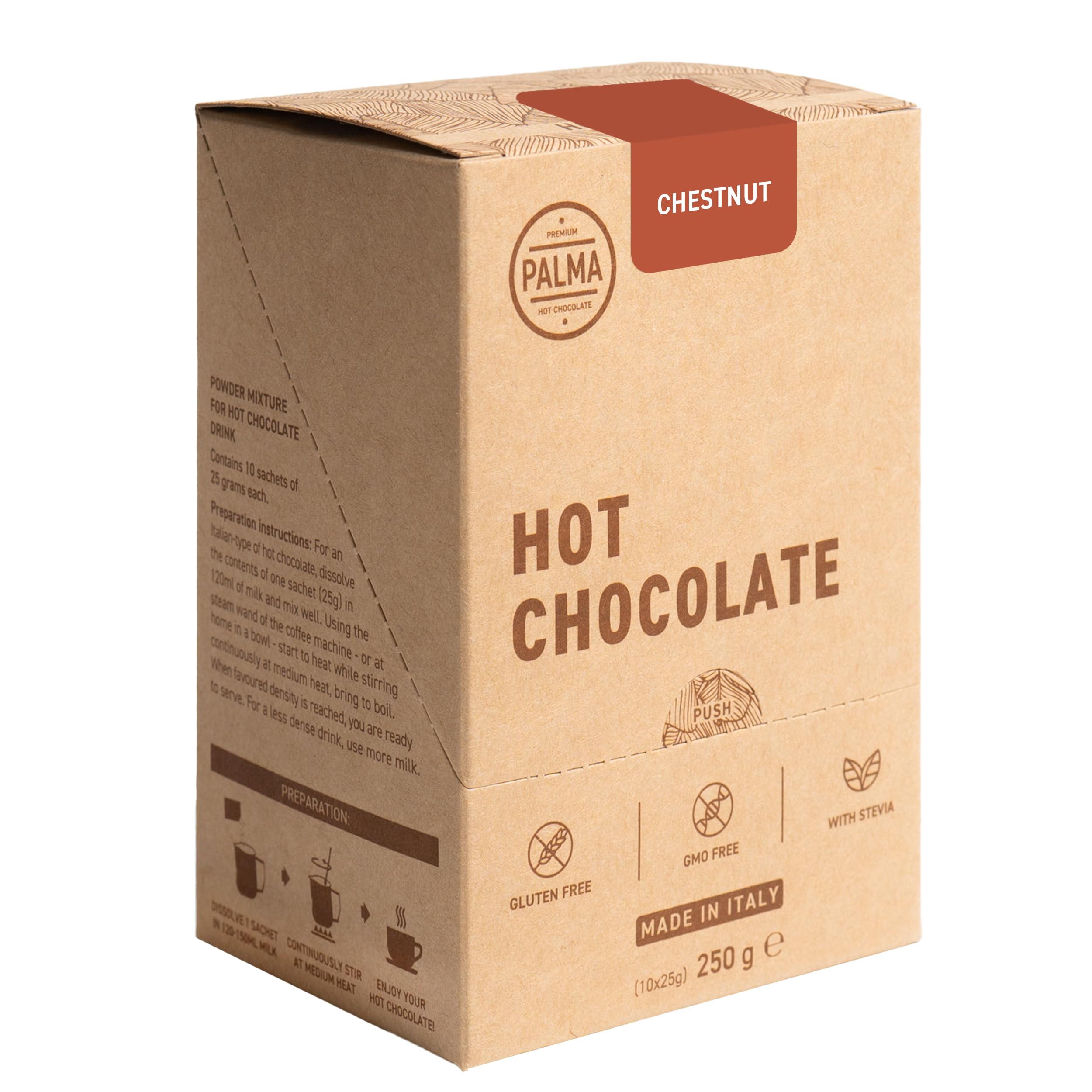 PALMA Italian Hot Chocolate Sachets - Chestnut | 250g (10 Servings)
