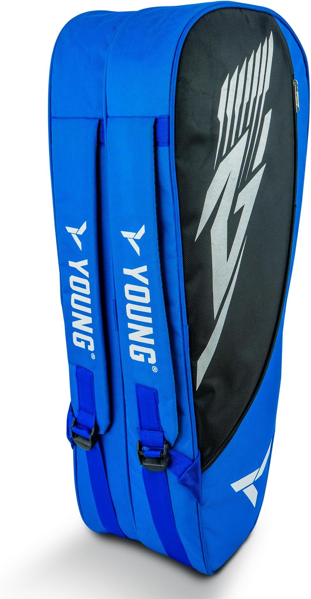 YOUNG R2 Kitbag Double Zipper | Durable Polyester | Side Pouch | Backpack Type Badminton Kitbag (Blue Black)