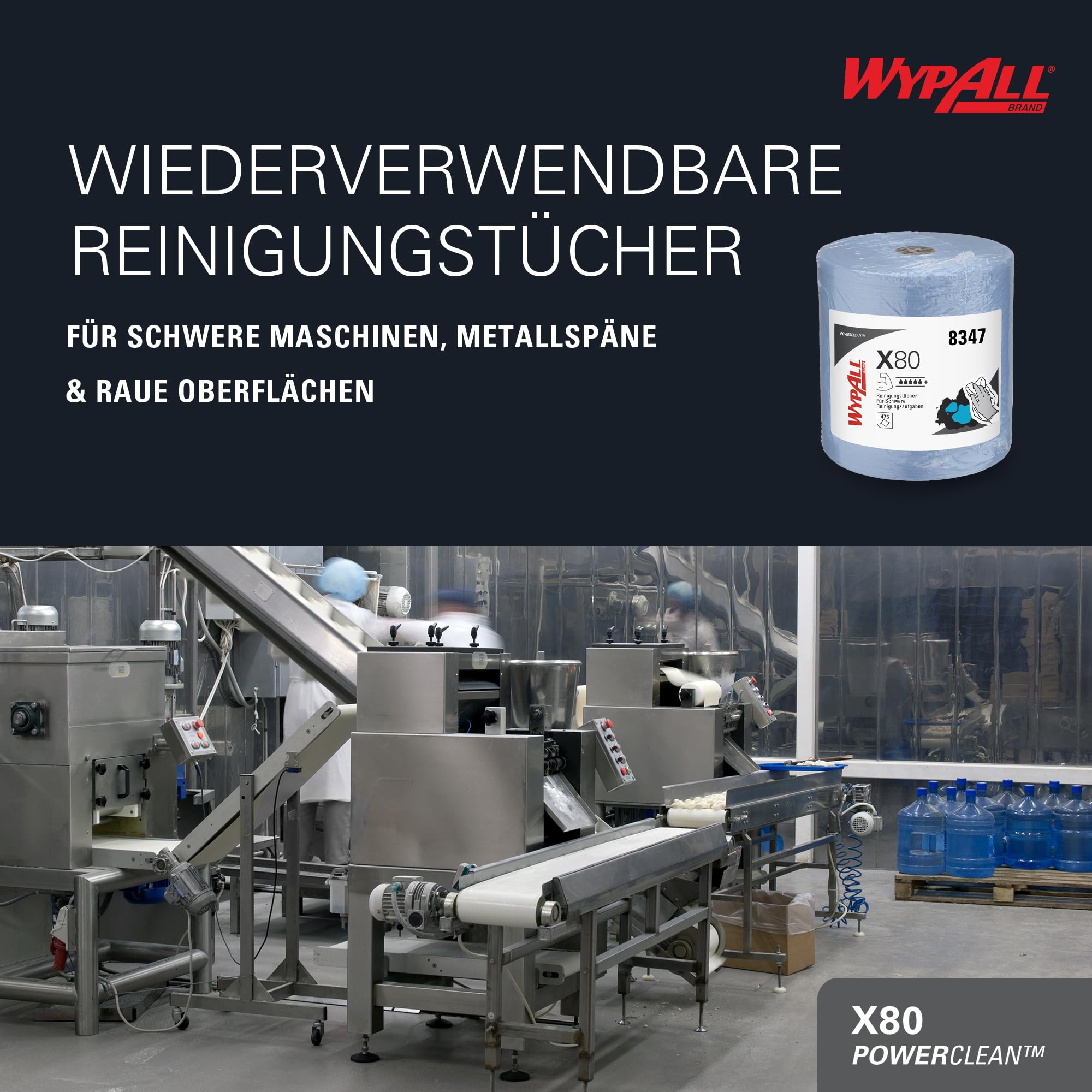 Wypall X80-Tücher, 1 Großrolle mit 455 blauen, 1-lagigen Werkstatthandtüchern., Artikel-Nr. 8347