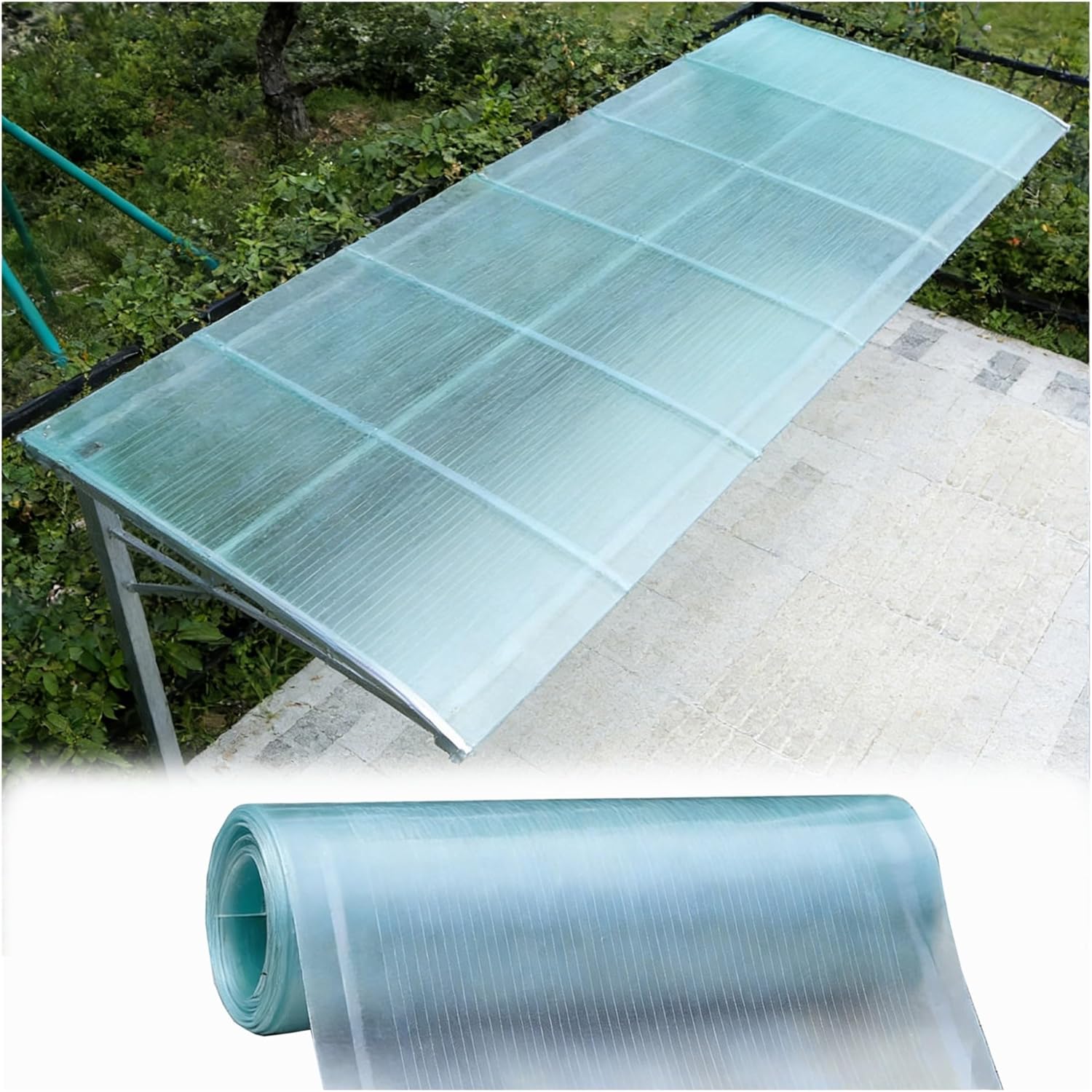 Clear Pergola Roof Panels, Durable Polycarbonate Roofing Rolled Plastic UV Resistant Greenhouse Rolled for Greenhouses, Sheds, Carports, Huts, Easy to Cut(0.5x15m/1.64x49.2ft)
