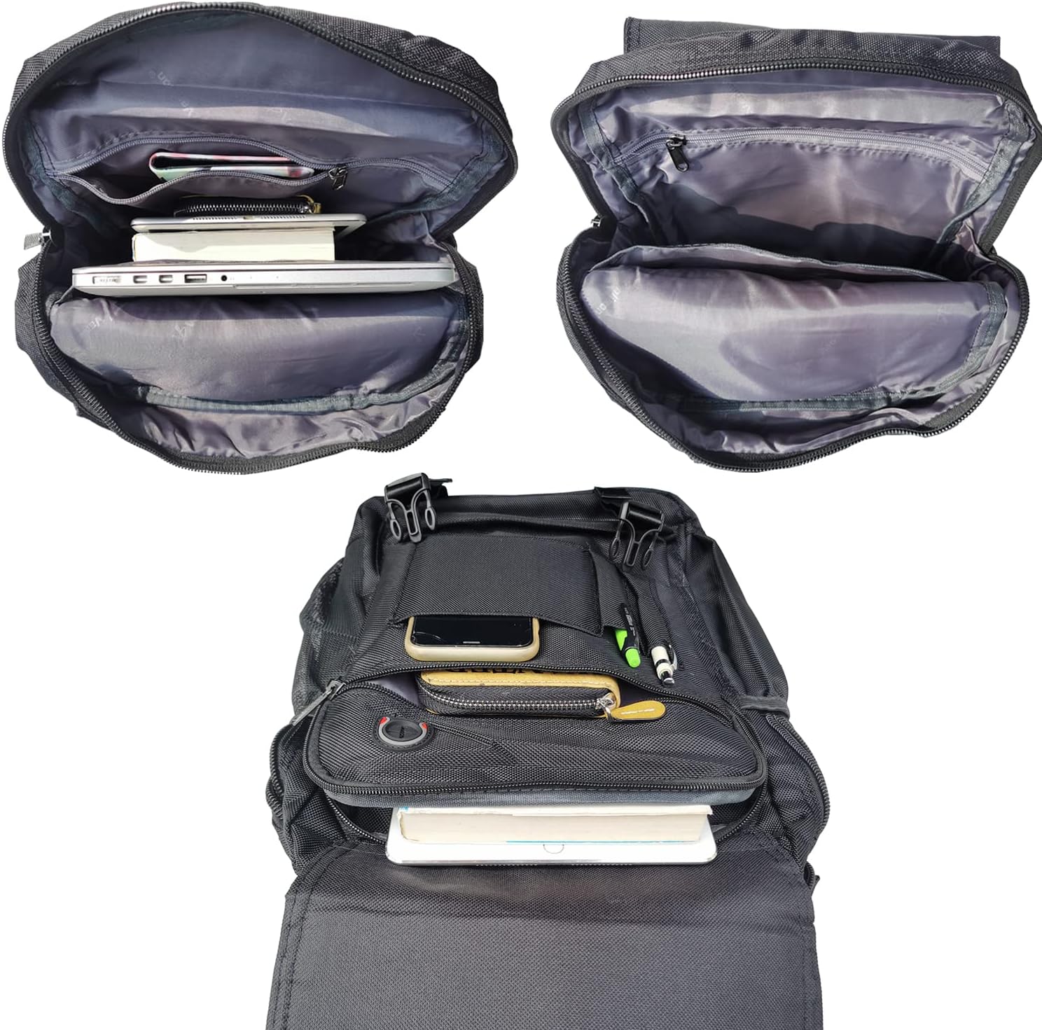 Large Sling Bag Laptop Backpack Cross Body Messenger Bag Shoulder Travel Rucksack (C- Black) - Image 6