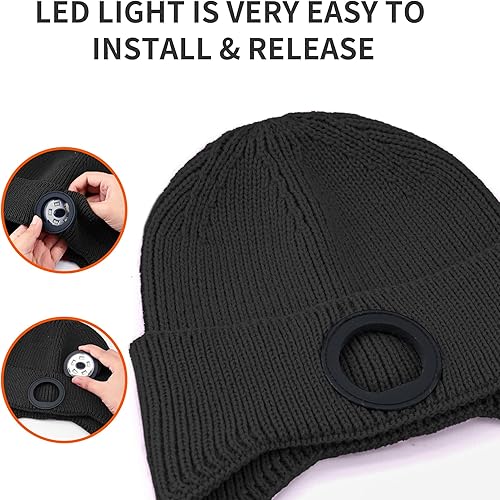 Miniatura 3 de TOUCH TWO Beanie Hat with Light & Ear Flaps, USB Rechargeable LED Headlamp Cap-Winter Hat Stocking Stuffers Gifts
