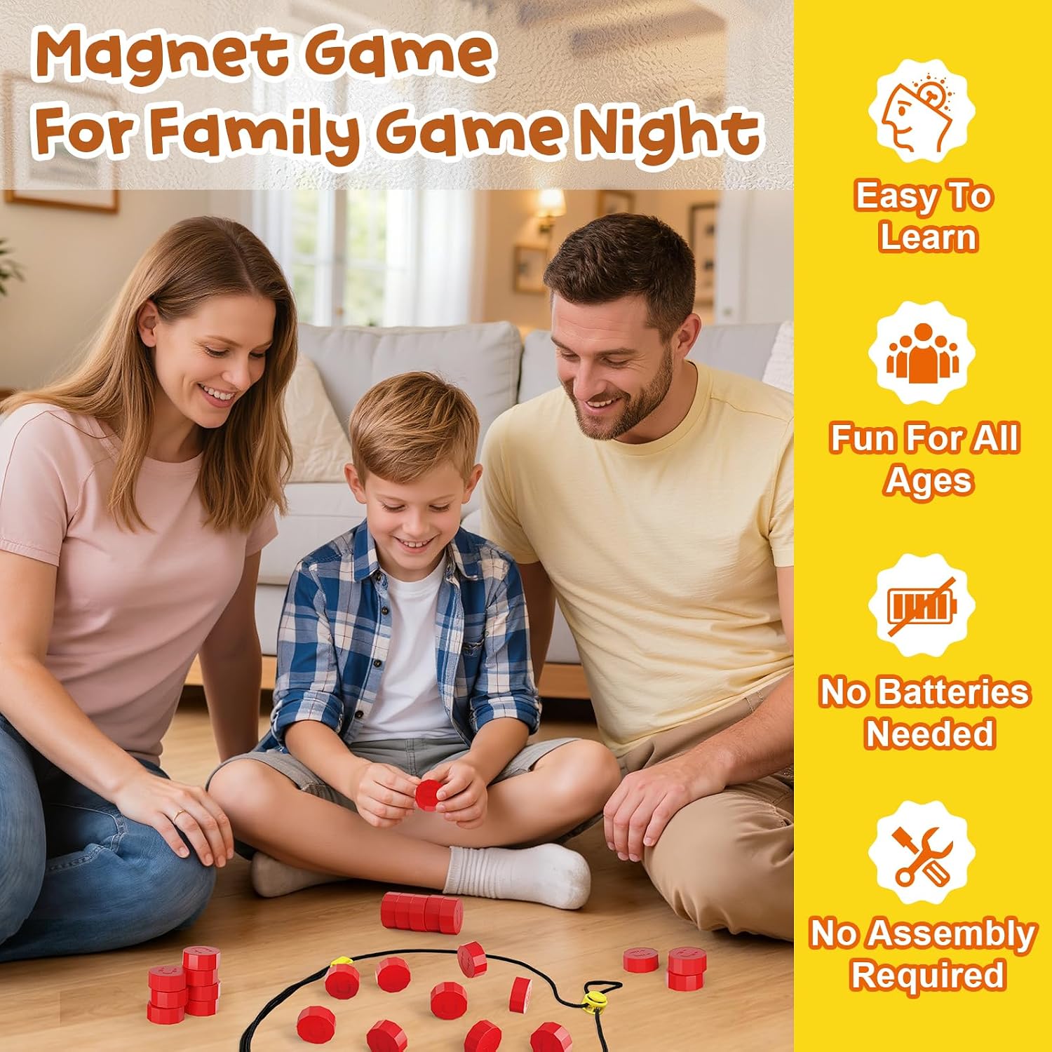 Magnet Game, Magnetic Game with String, Fun Games for Kids 8-12 and Adult, Board Game for Family Game Night and Party, Travel and Classroom, 2 Player Games