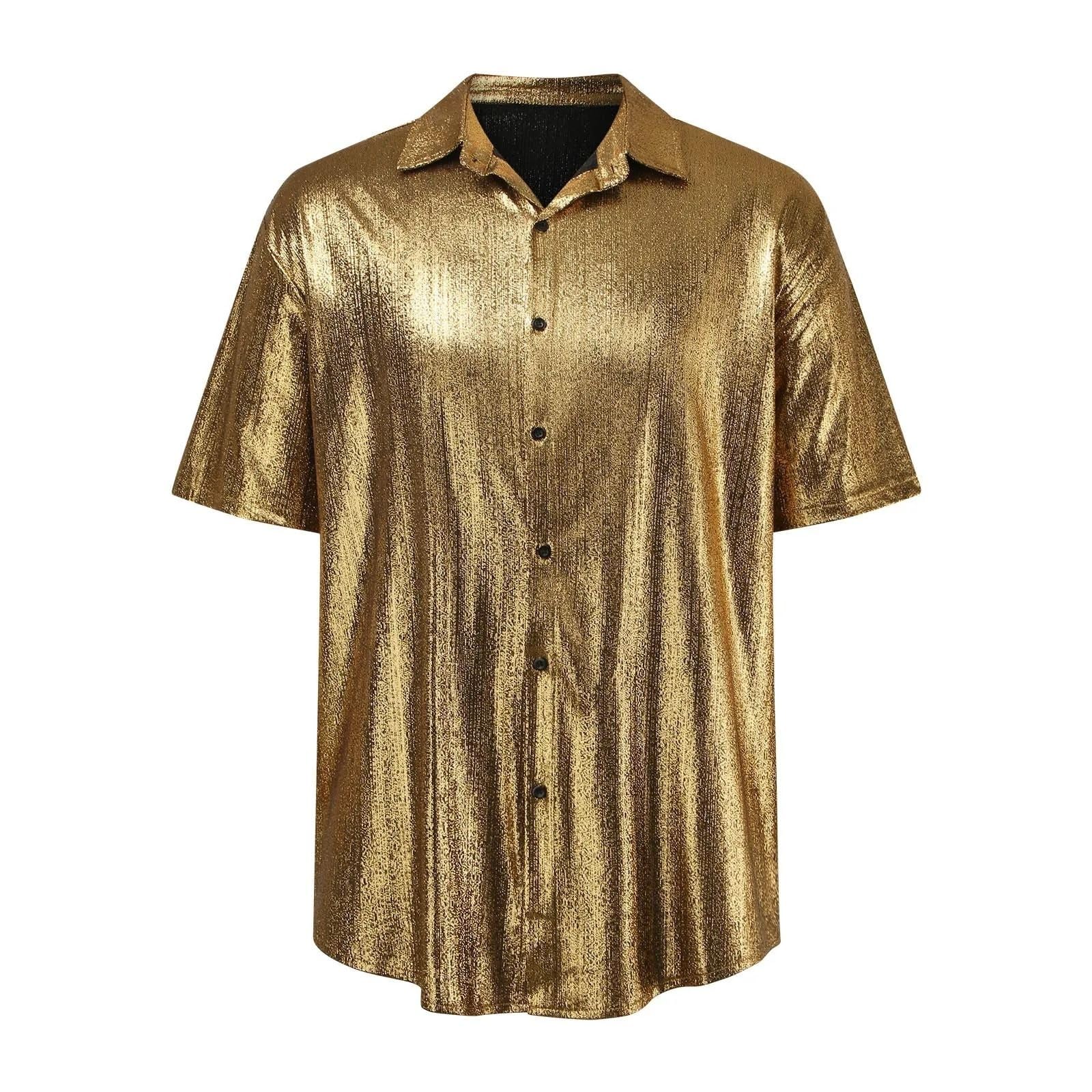MORISTE Maglietta Uomo Disco con Lustrini, Manica Corta Top Costume Party Scena