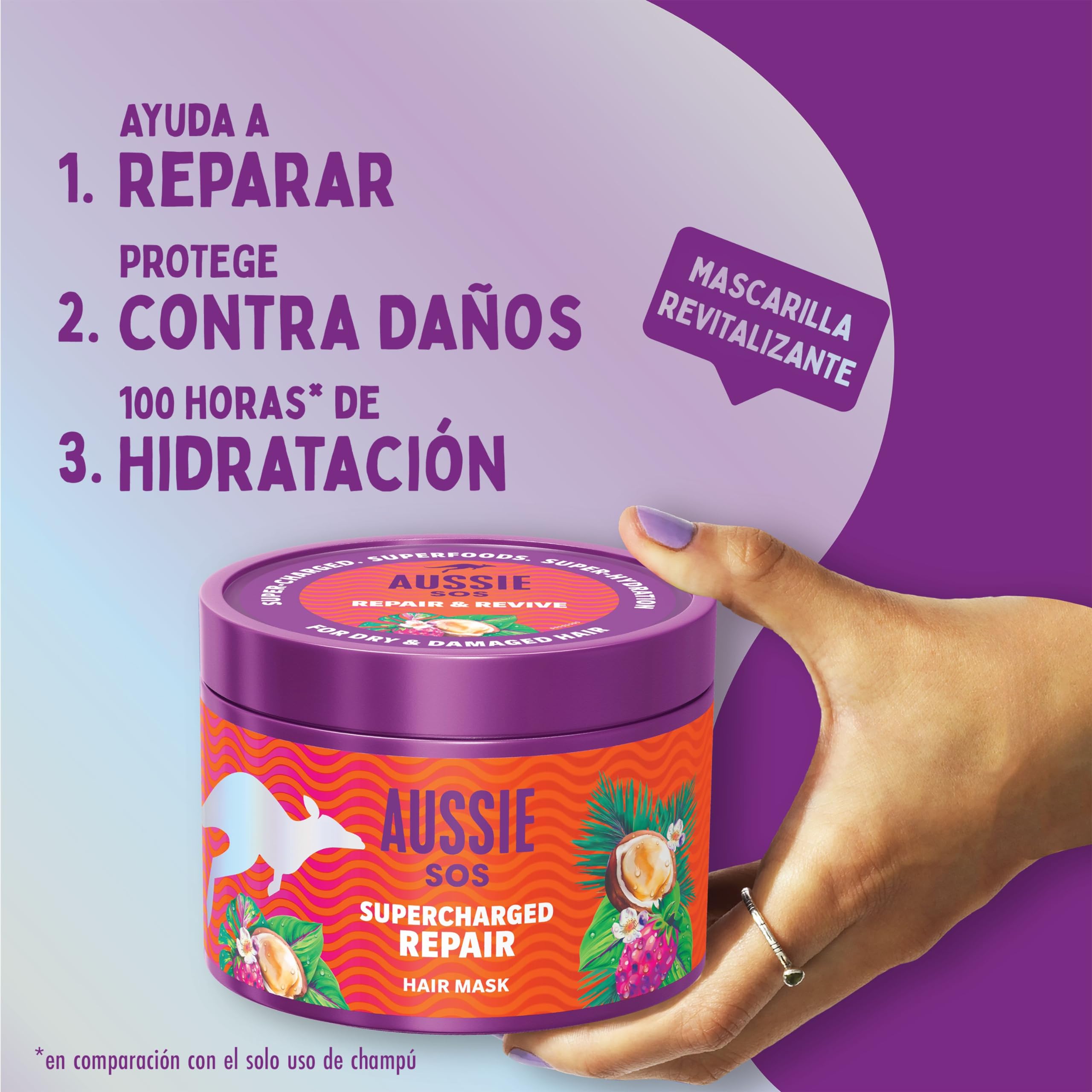 Aussie SOS Supercharged Repair Mascarilla Capilar 500ml Para Pelo Seco Y Dañado