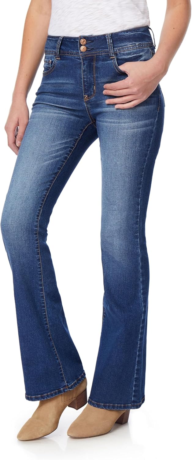 WallFlower Womens Flirty Curvy Flare High Rise Insta Stretch Juniors Jeans (Standard and Plus) - Image 2