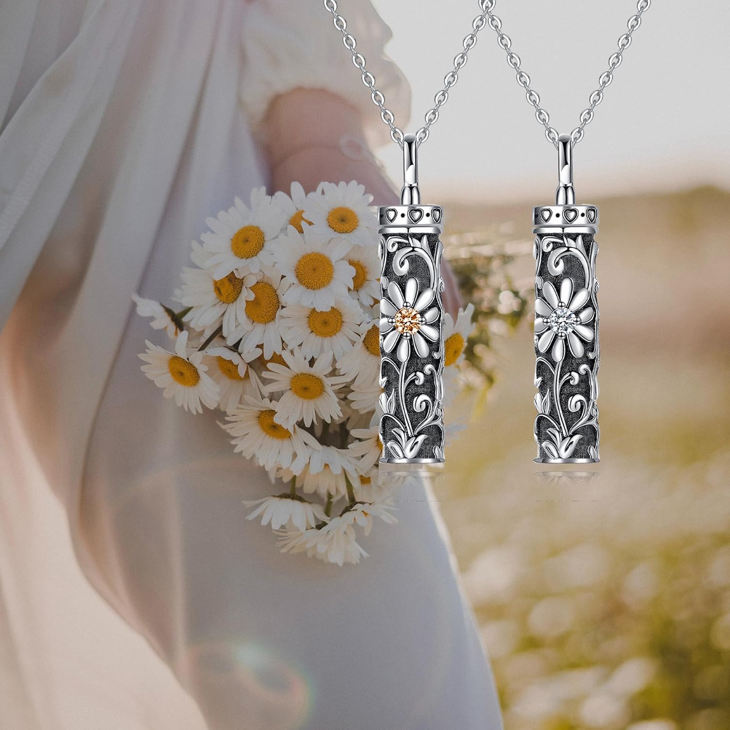 Flower Celtic Urn Necklace Cylinder Bar Heart Shaped Urn Necklace for Ashes 925 Sterling Silver Pendant Necklace Keepsake for Ashes Memory Keepsake Cremation Jewelry for Women - Image 6