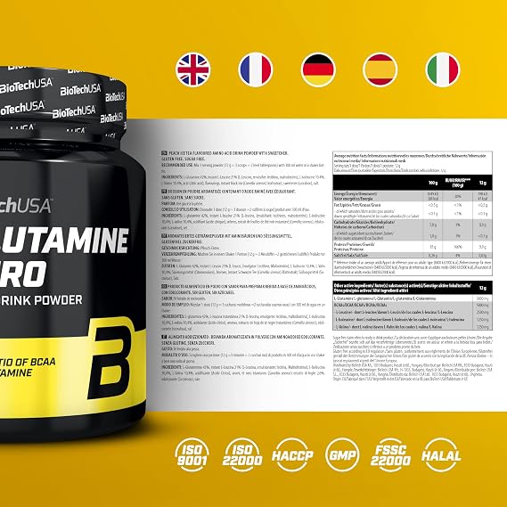 BioTechUSA BCAA + Glutamine Zero | 40 Servings | Vegan | Sugar-Free | Gluten-Free | 2:1:1 Ratio BCAAs | 480 g | Peach ice Tea