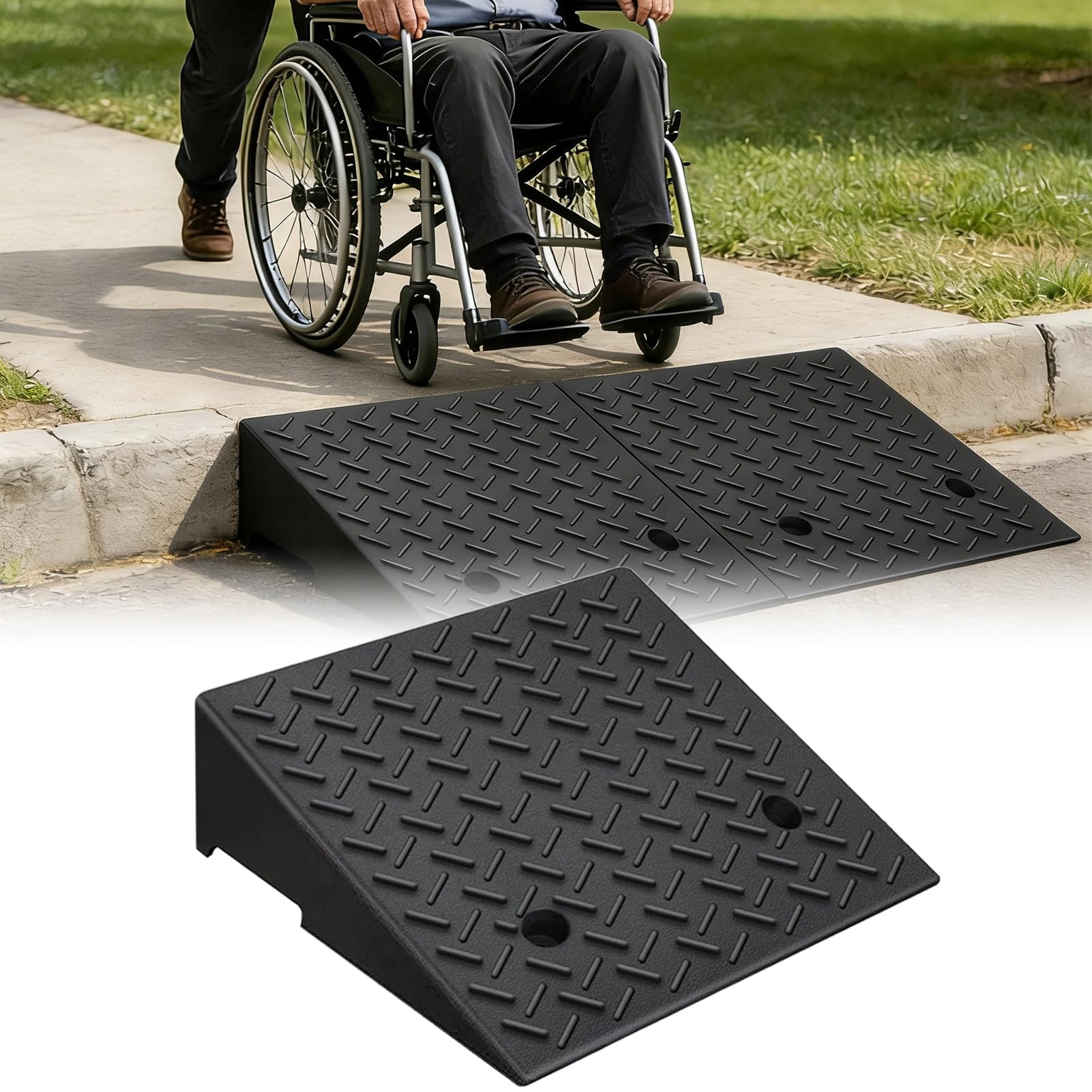 Rampa progowa, gumowa rampa krawężnikowa o nośności ok. 5000 kg (ok. 5000 kg), Home Steps rampa dla niepełnosprawnych wózków inwalidzkich, skuterów, wózków inwalidzkich, chodzików, jazdy