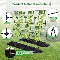 Vista 4 de Enrejado de pepino de jardín para plantas trepadoras al aire libre, marco A de 50 x 48 pulgadas, enrejado de pepino para cama elevada de jardín