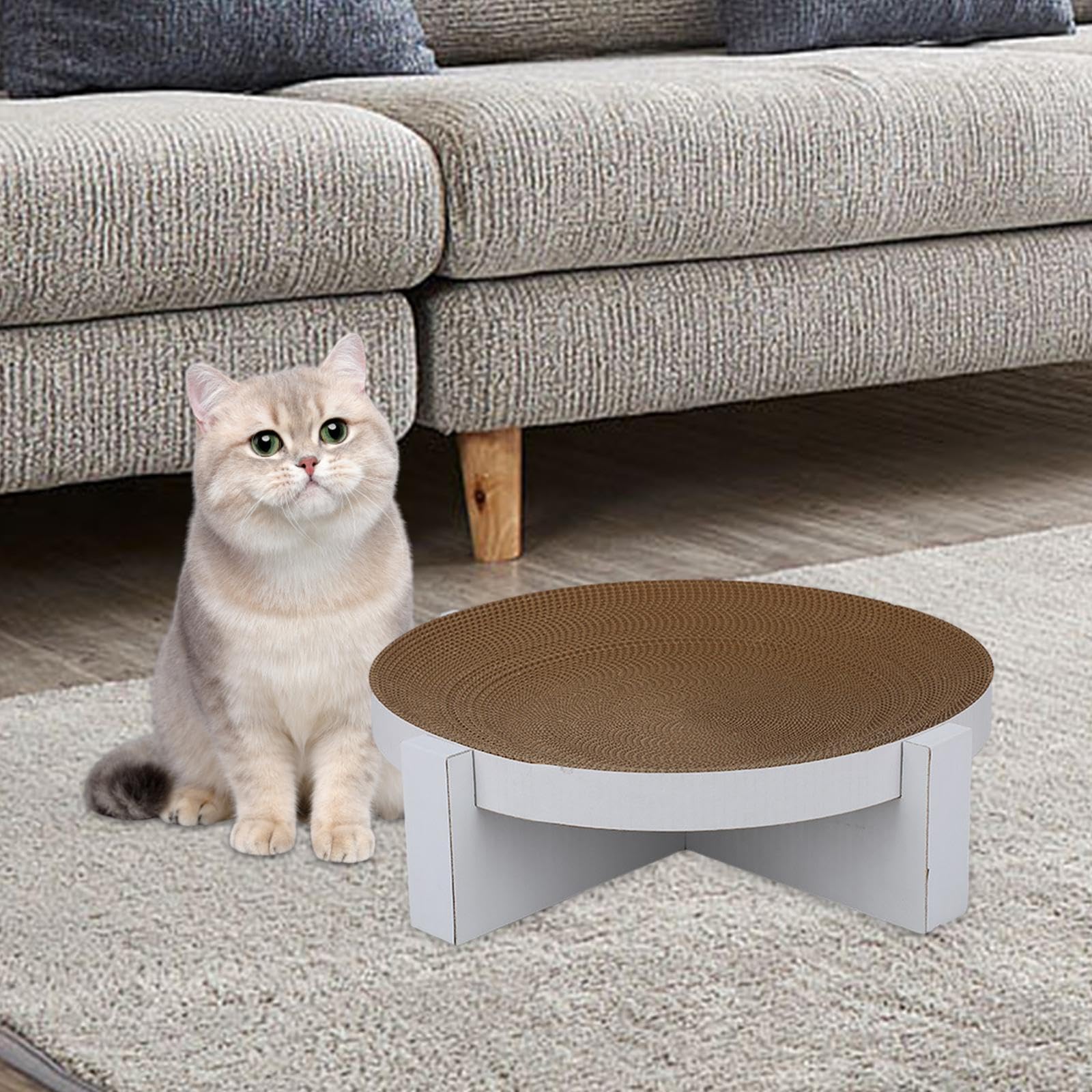 kowaku Cama rascadora de cartón para Gatos, Cuenco rascador para Gatos, Muebles de protección, Juguete de Entrenamiento, Tablero rascador