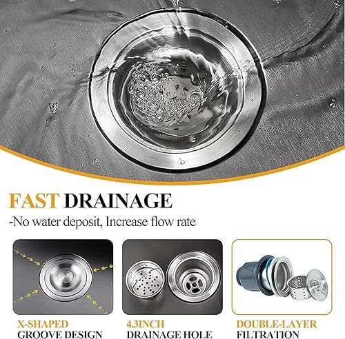 Miniatura 6 de MESIDA Fregadero de cocina de acero inoxidable SUS304 de 15 pulgadas con un solo tazón (15 x 15 x 8 pulgadas)