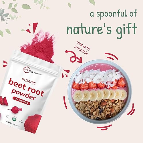 Miniatura 6 de Micro Ingredients Polvo de raíz de remolacha orgánica, 2 libras, prensado en frío, soluble en agua, suplemento de remolacha cruda de alta