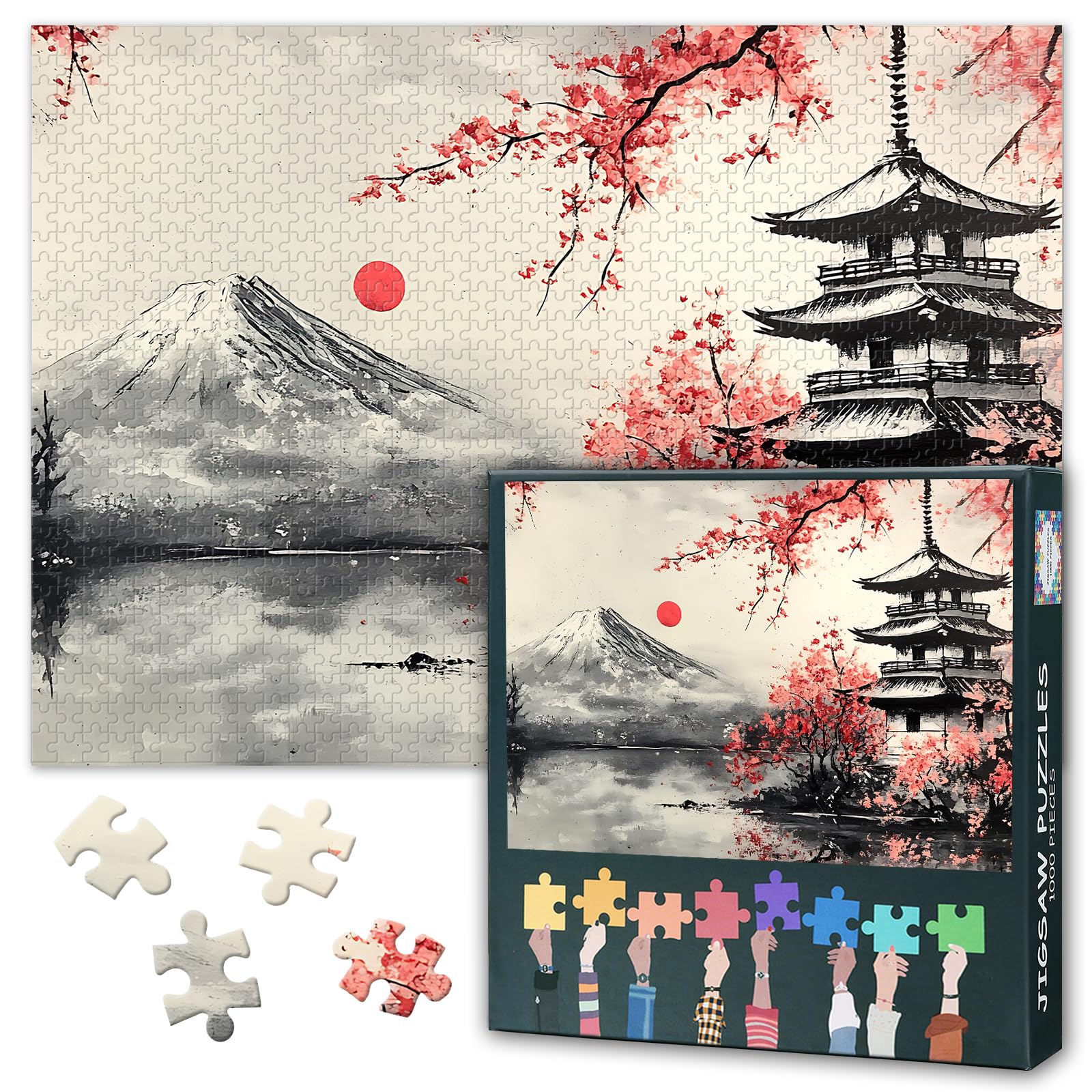 1000 Piece Puzzle for Adults - Mount Fuji Jigsaw Puzzles with Vibrant Art, Temples in Japan Puzzle Enthusiasts, Japanese Landscape Family Bonding & Stress Relief 70 * 50cm โ image 1