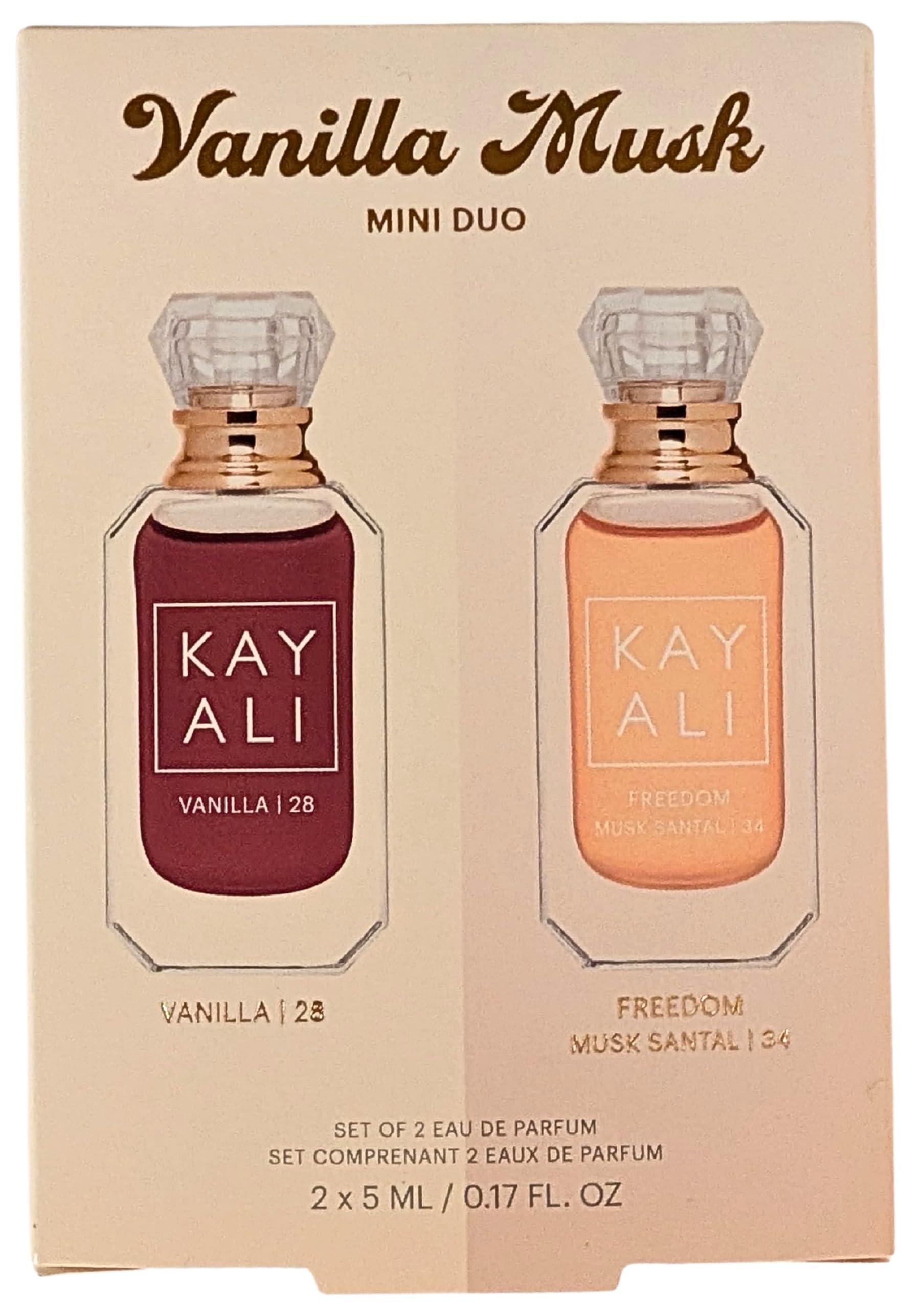 KAYALI Vanilla Musk Mini Duo Set, Vanilla 28 y Freedom Musk Santal 34 Eau de Parfum, 2 x 5 ml