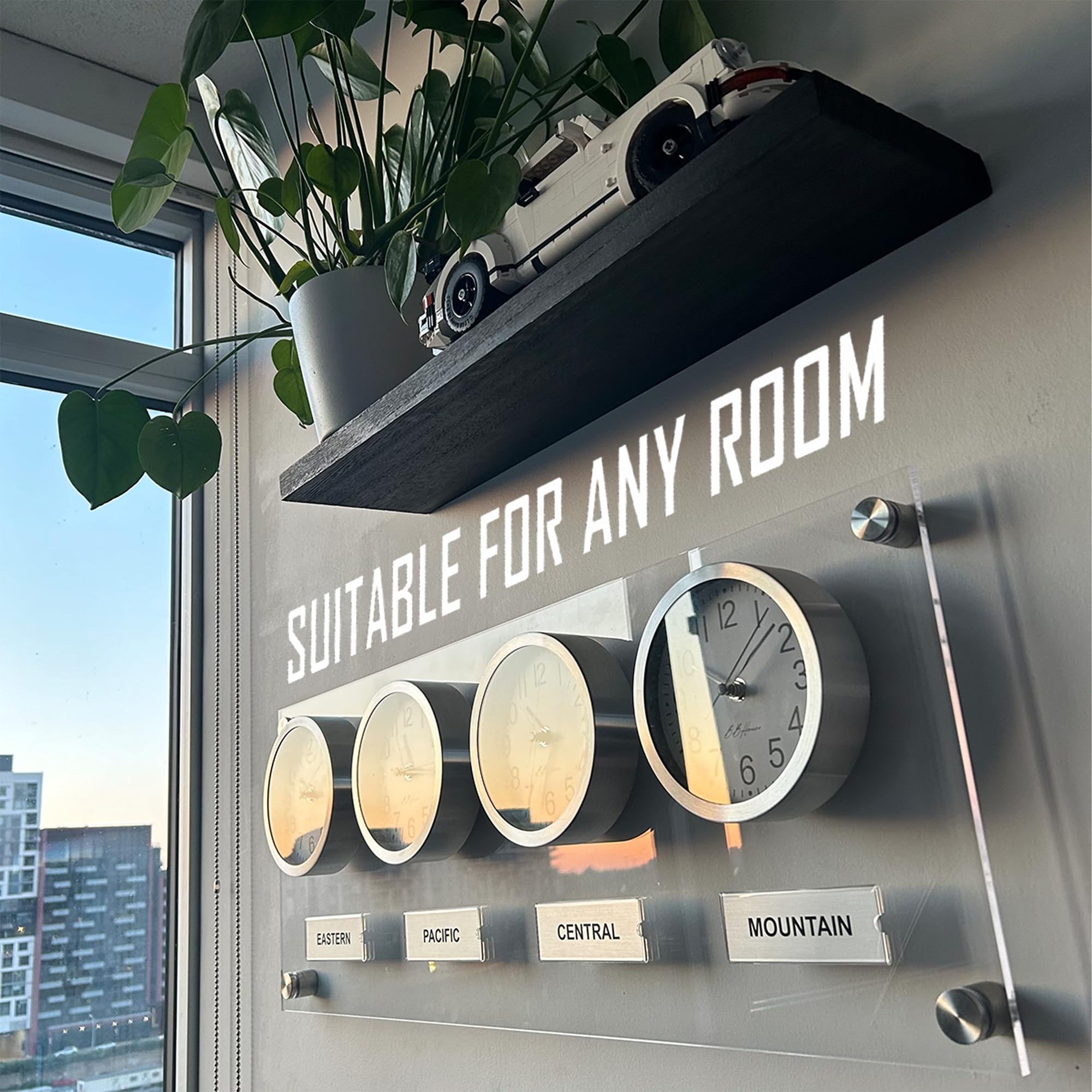 B.B.HORAIRE Time Zone Clock - Elegant Modern Mondial Wall Clock - Silent Non Ticking - Quartz Analog Battery Operated - Multiple City/Country/Region/World Clock - Easy Install - 32 Inch x 12 Inch - Image 5