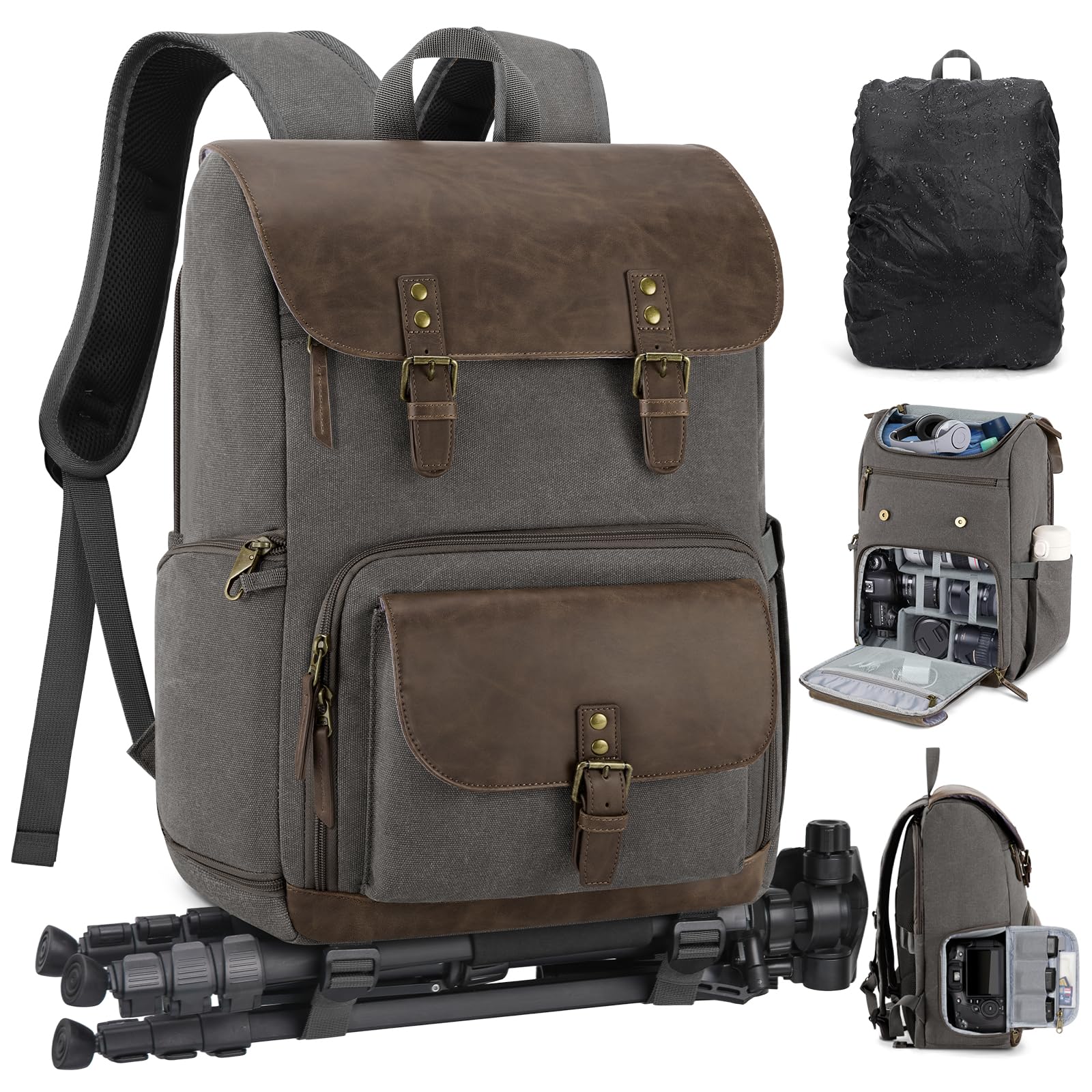 RAINSMORE Camera Bag Professional for DSLR/SLR Mirrorless Waterproof 15.6 Inch Laptop Photography Backpack with Side Access-image-44