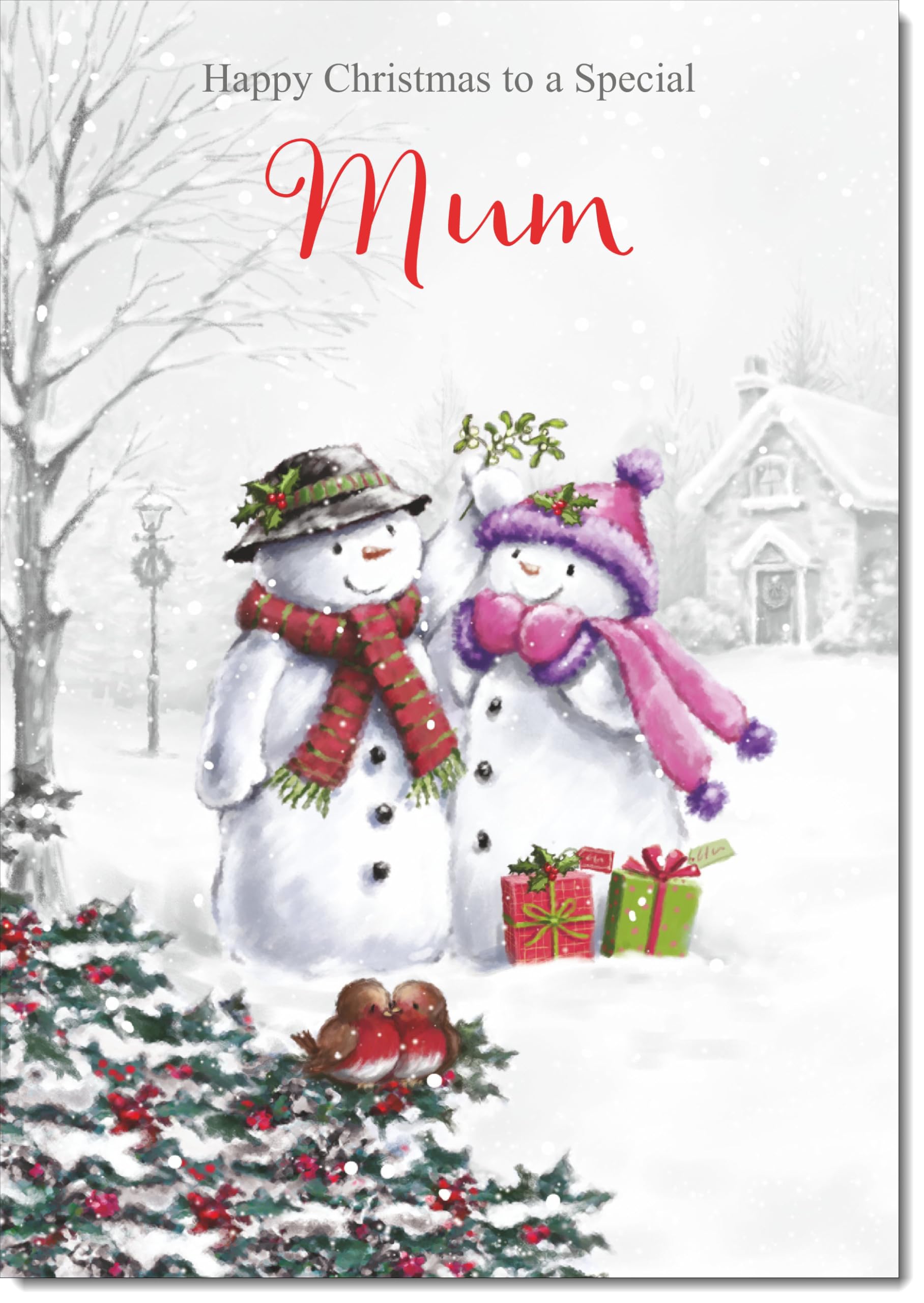 doodlecards Mum Christmas Card Two Snowmen Large A4 Size Christmas Card for Mum with Plain Envelope — image 1