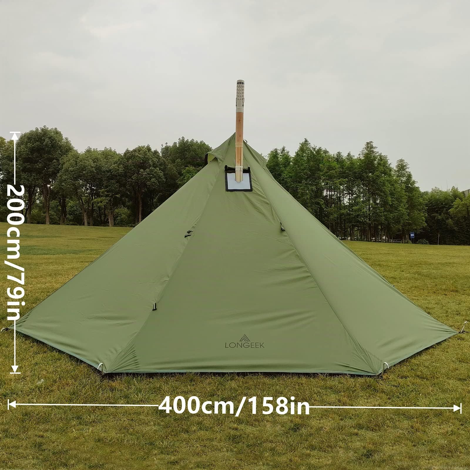 1-4 Person Teepee Tenda Campeggio Escursionismo Rifugio Riscaldato HUT Camino caldo Tipi Facile Impostare