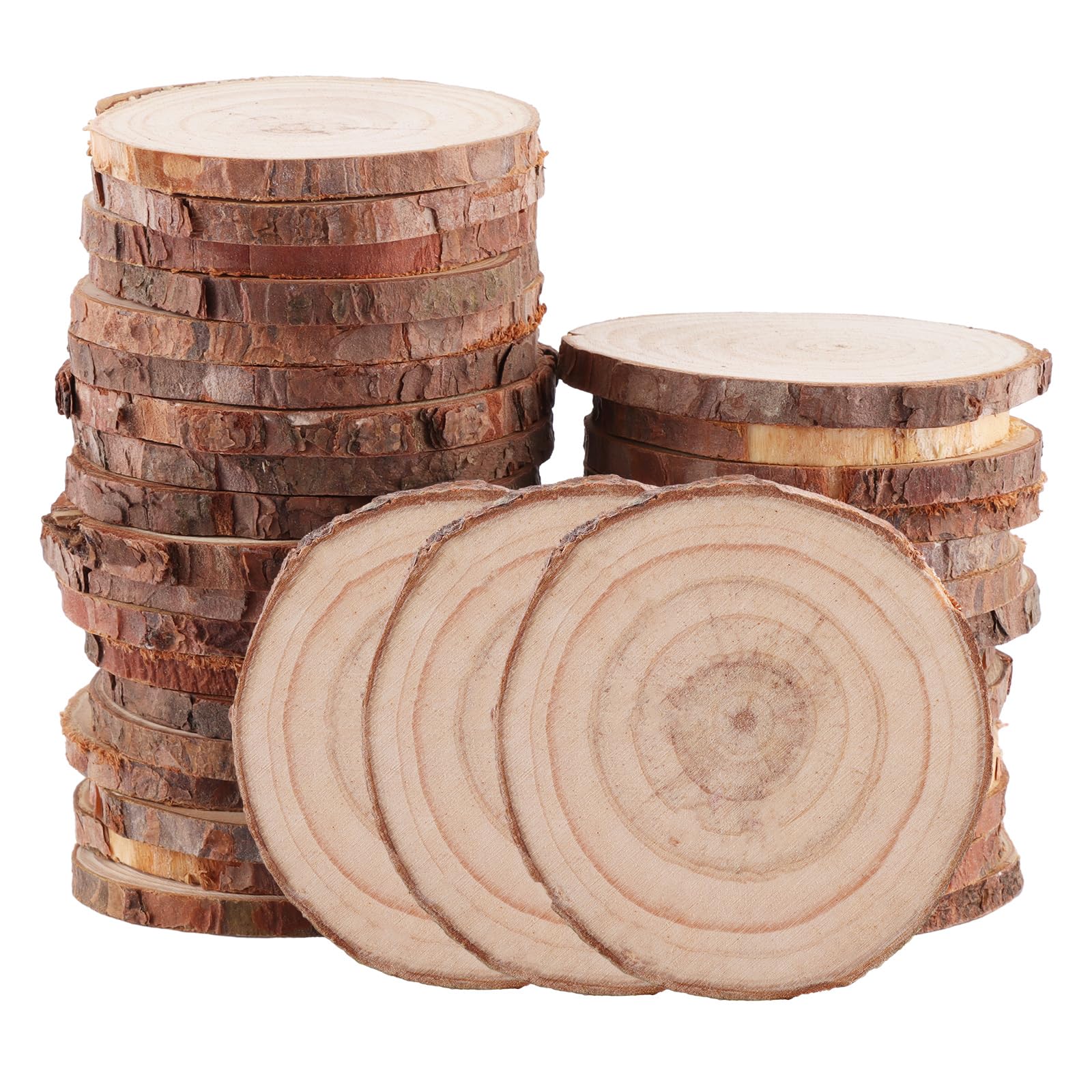 VIDETOL 100 Pcs Natural Wood Slices, 6-7cm Diameter Unfinished Round Log Slices kit