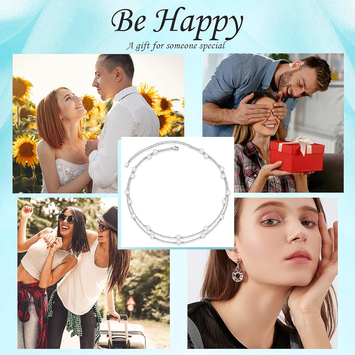 S925 Sterling Silver Choker Short Dainty Multilayer Triple Layered Necklace Pearl Bead Pendant for Women Jewelry - Image 5